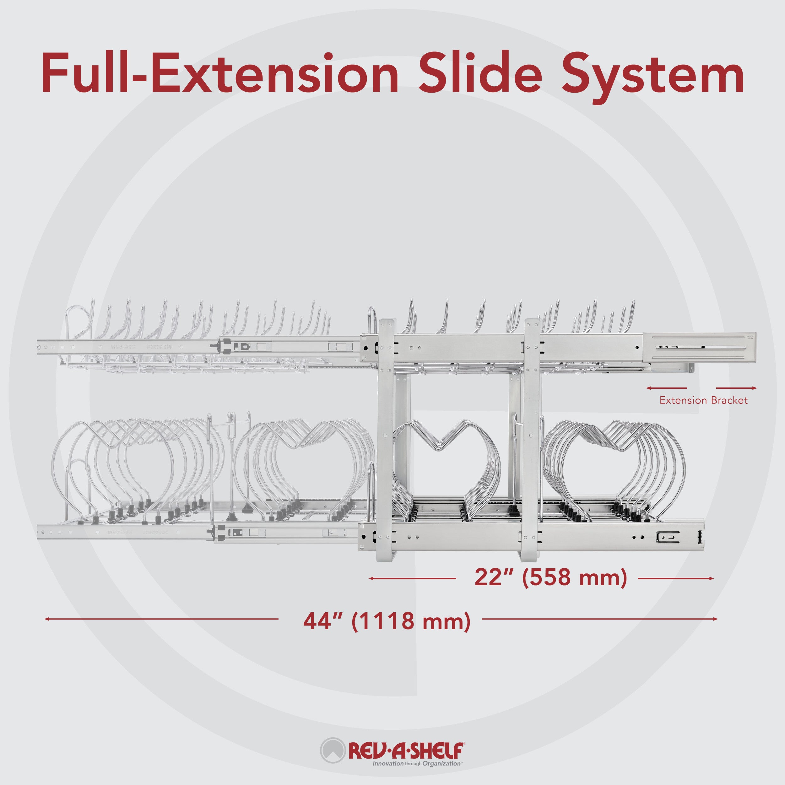 21 in Two-Tier Cookware Organizer Chrome  20.75 in (527 mm) W x 22 in (559 mm) D x 18.13 in (461 mm) H
