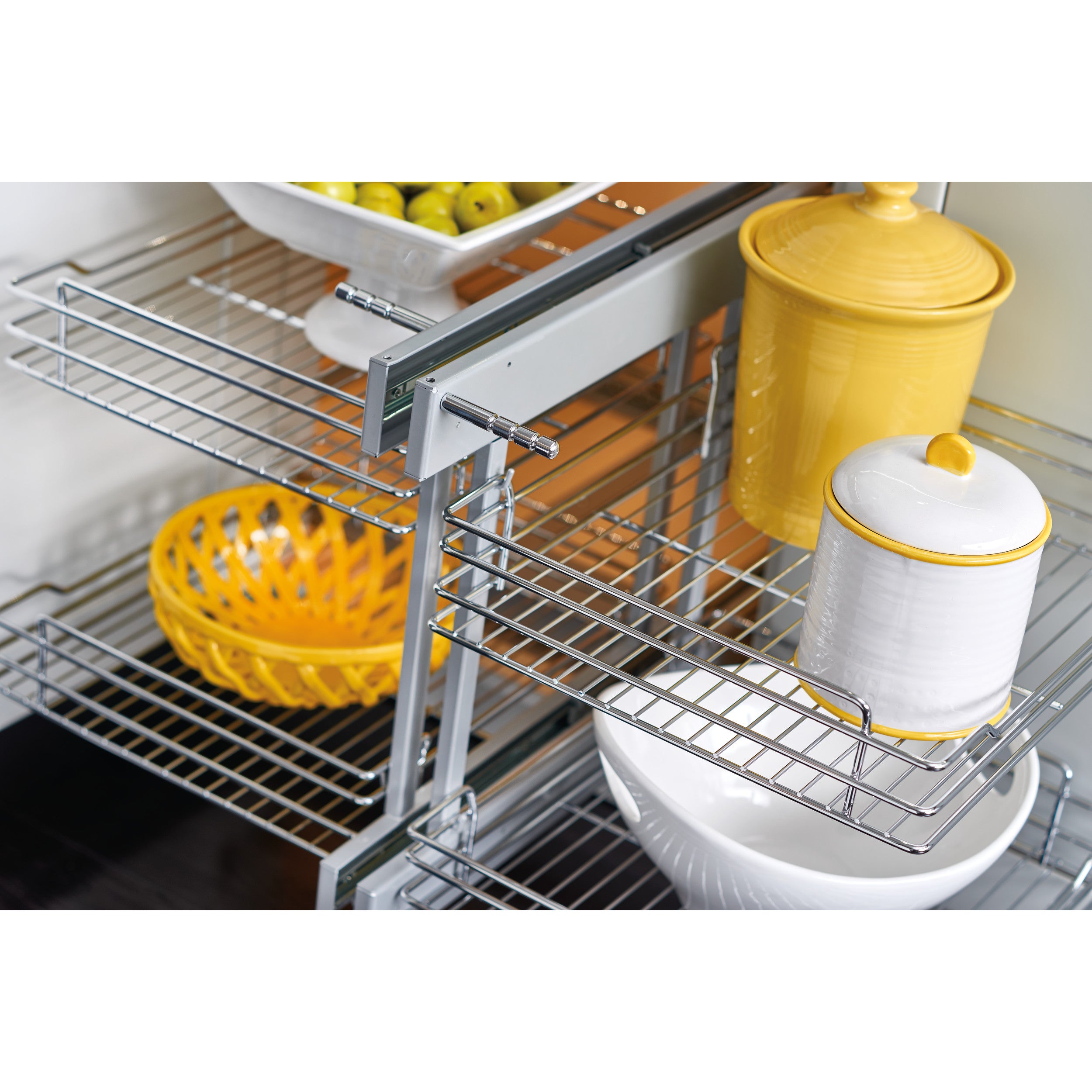 15 in Chrome Blind Corner Organizer Soft-Close Chrome  26.25 in (667 mm) W x 20.25 in (514 mm) D x 20.88 in (530 mm) H