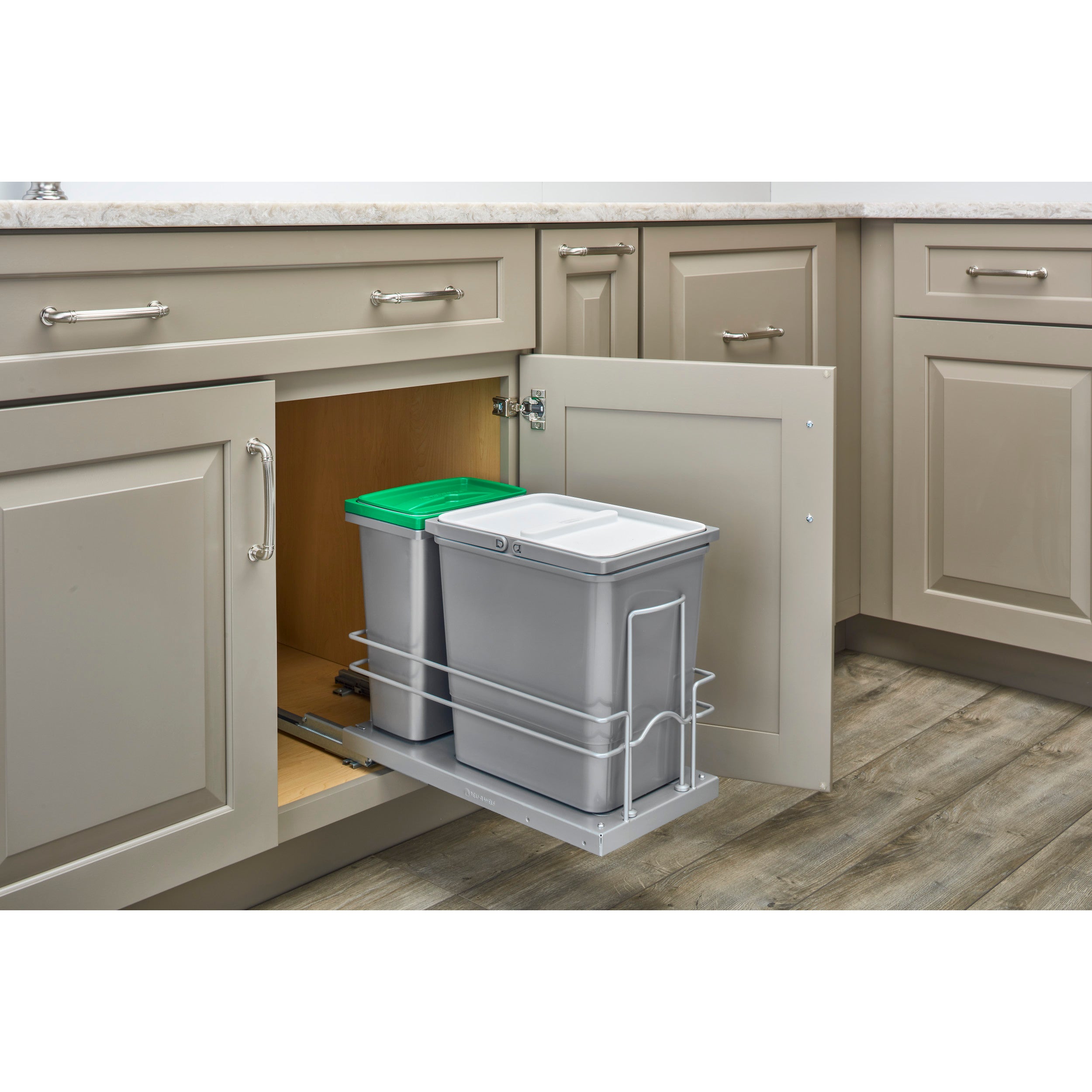 Sink Base Waste Containers Pullout Gray  8.31 in (211 mm) W x 18.63 in (473 mm) D x 14.25 in (362 mm) H