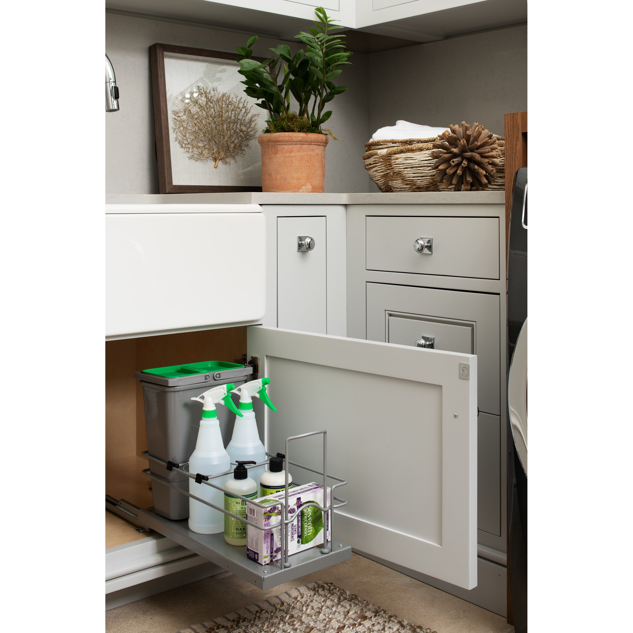 Sink Base Waste and Cleaning Pullout Gray  8.94 in (227 mm) W x 18.63 in (473 mm) D x 14.25 in (362 mm) H