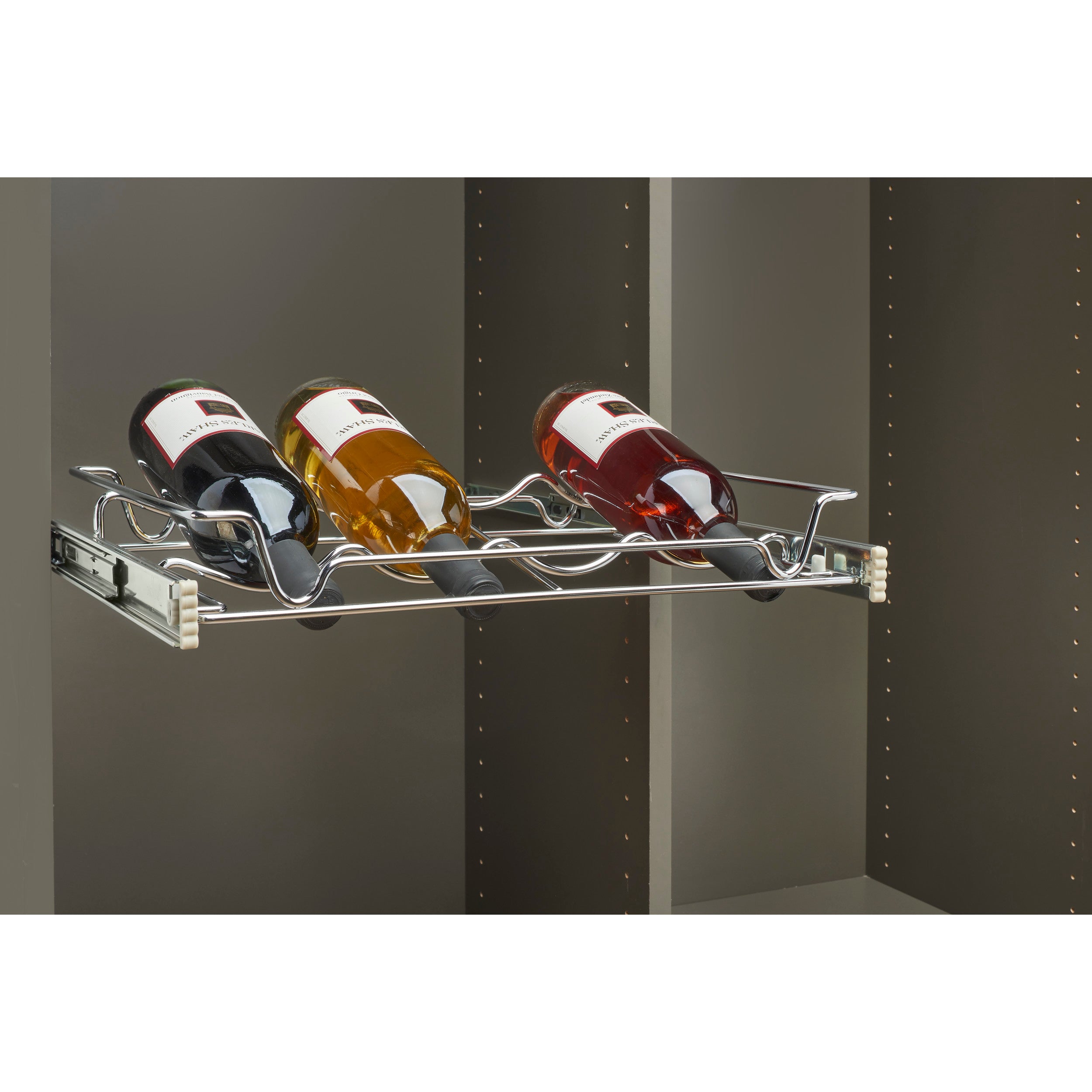 30 in Deluxe Sliding Wine Rack Chrome  30 in (762 mm) W x 14 in (356 mm) D x 2.36 in (60 mm) H