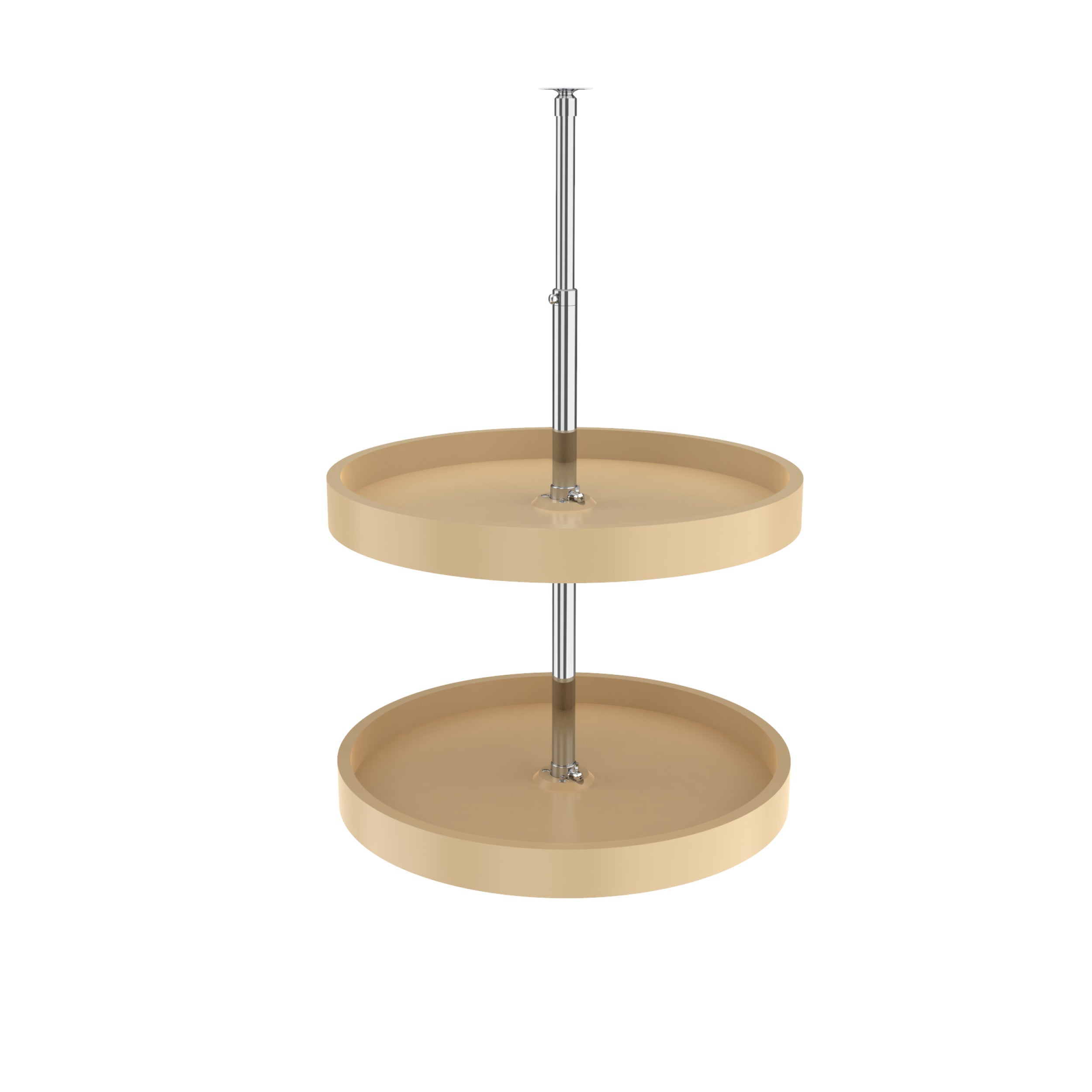 20 in Chrome Full Circle Lazy Susans 2-Shelf Almond  20 in (508 mm) W x 20 in (508 mm) D x 24 in (610 mm) H
