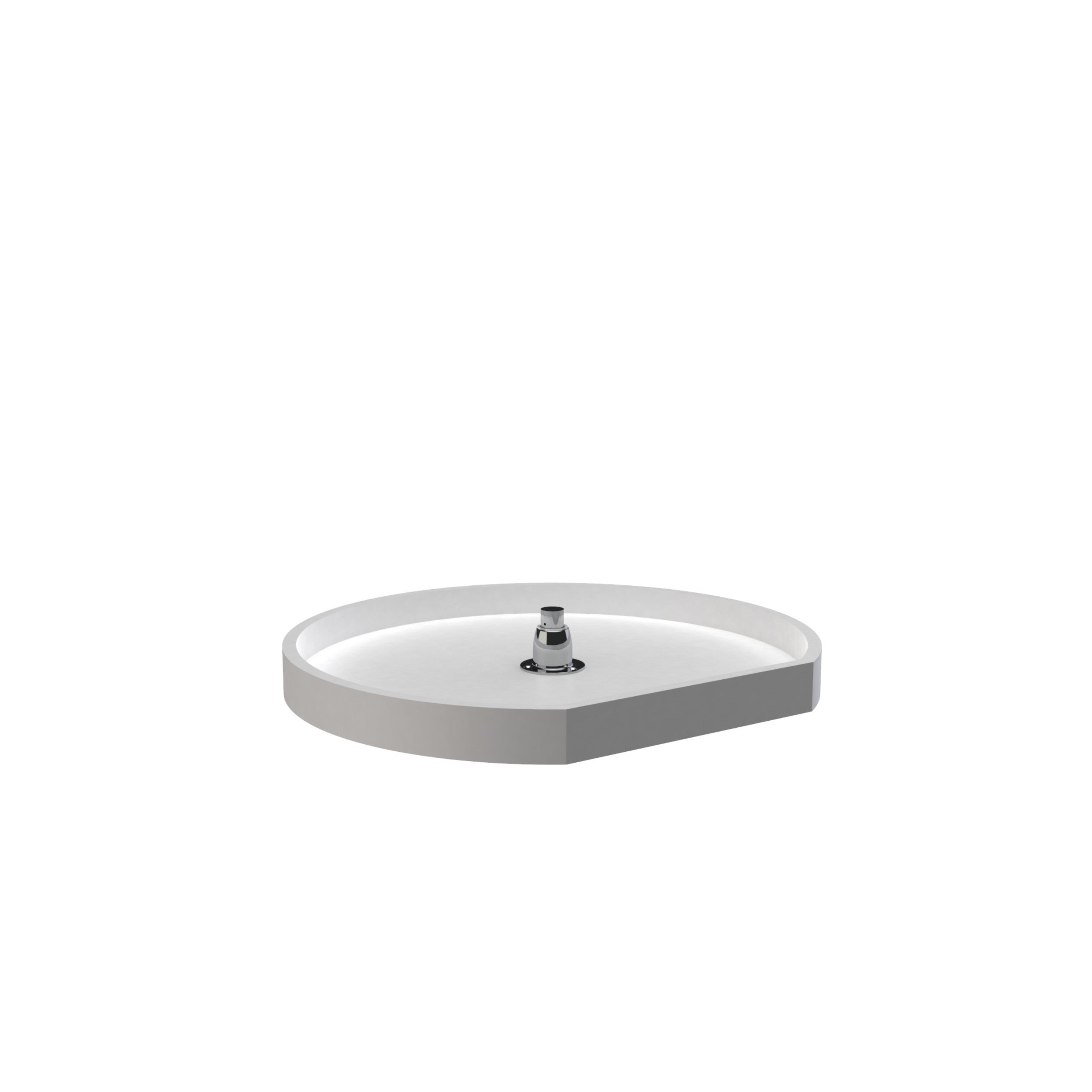 22 in White Polymer D-Shape Lazy Susan Bottom mount White  22 in (559 mm) W x 18.19 in (462 mm) D x 5 in (127 mm) H