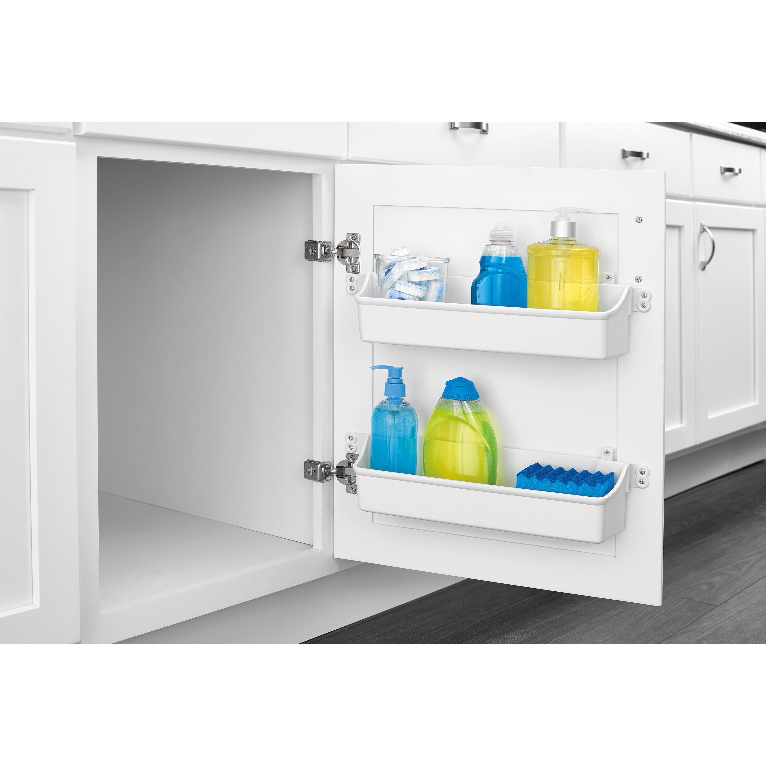 14 in Door Storage Bins Set (White) White  13.75 in (349 mm) W x 4.25 in (108 mm) D x 3.56 in (90 mm) H