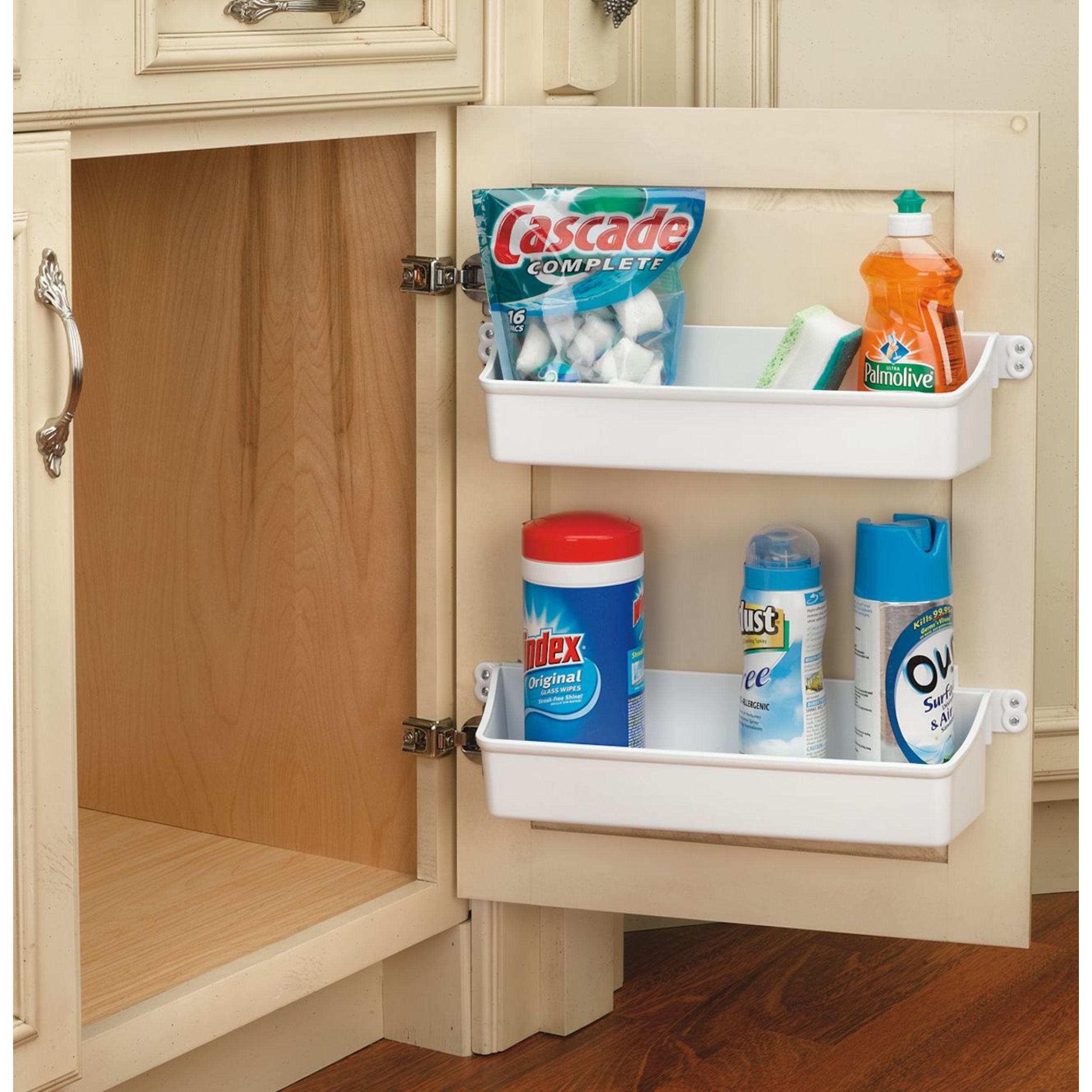 14 in Door Storage Bins Set (White) White  13.75 in (349 mm) W x 4.25 in (108 mm) D x 3.56 in (90 mm) H