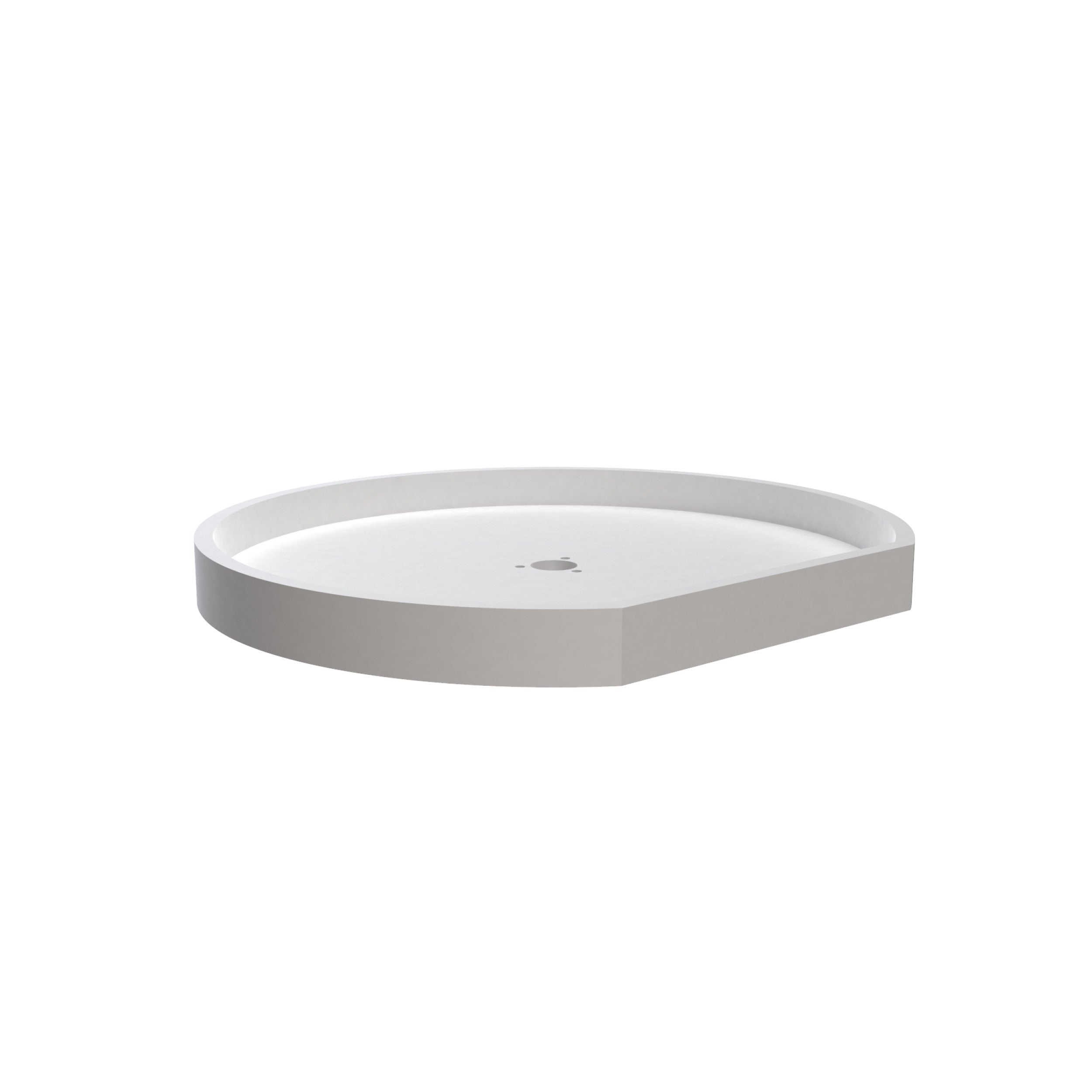 22 in White Polymer D-Shape Lazy Susan Shelf Only White  22 in (559 mm) W x 22 in (559 mm) D x 1.24 in (31 mm) H