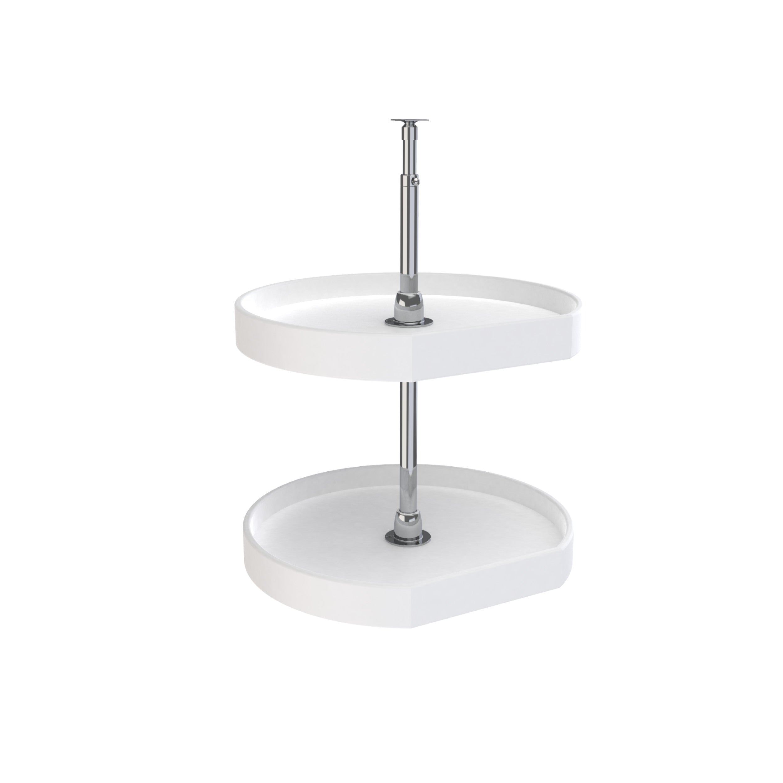 20 in White Polymer D-Shape Lazy Susans 2-Shelf White  20 in (508 mm) W x 20 in (508 mm) D x 26 in (660 mm) H