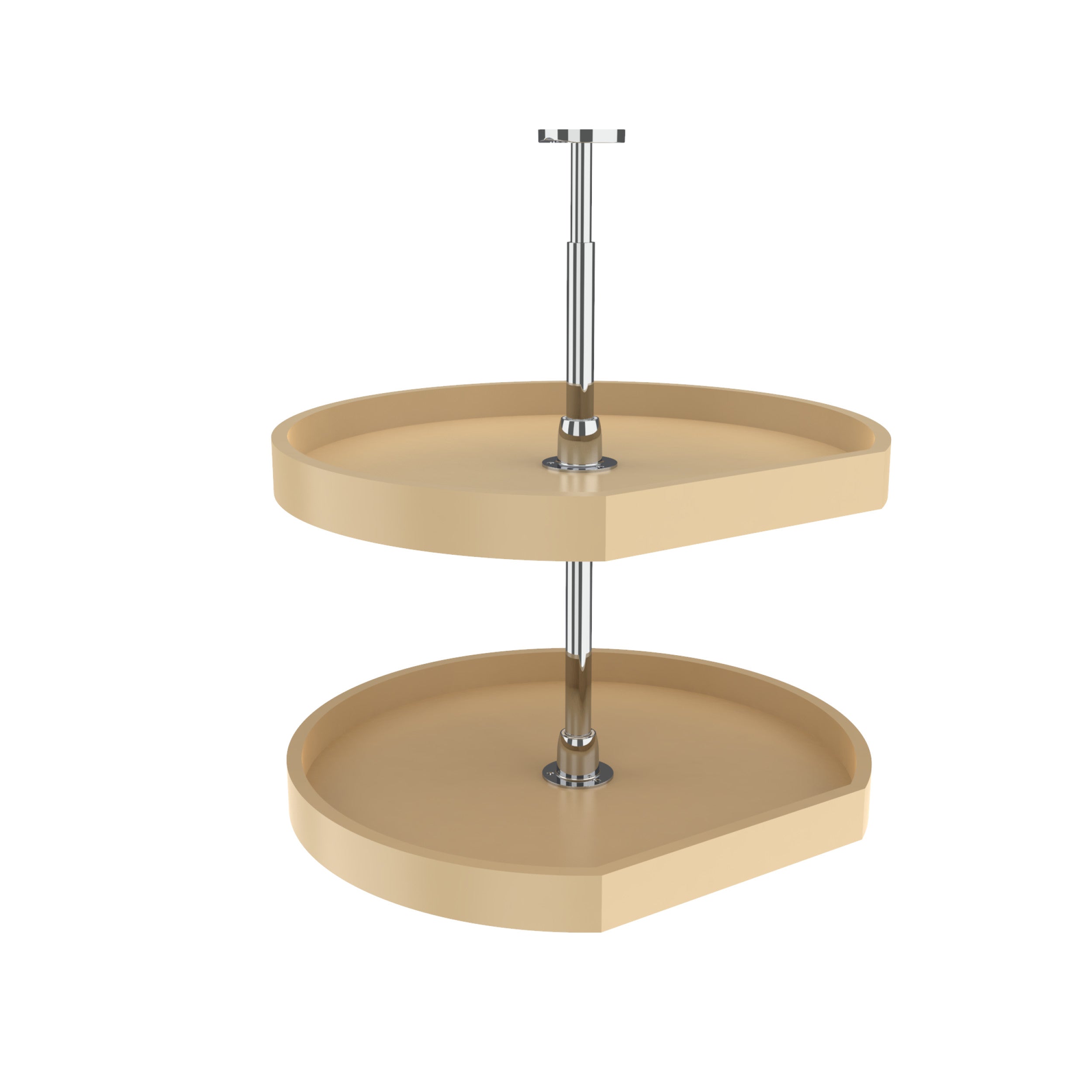 22 in Almond Polymer D-Shape Lazy Susans 2-Shelf Almond  22 in (559 mm) W x 22 in (559 mm) D x 26 in (660 mm) H