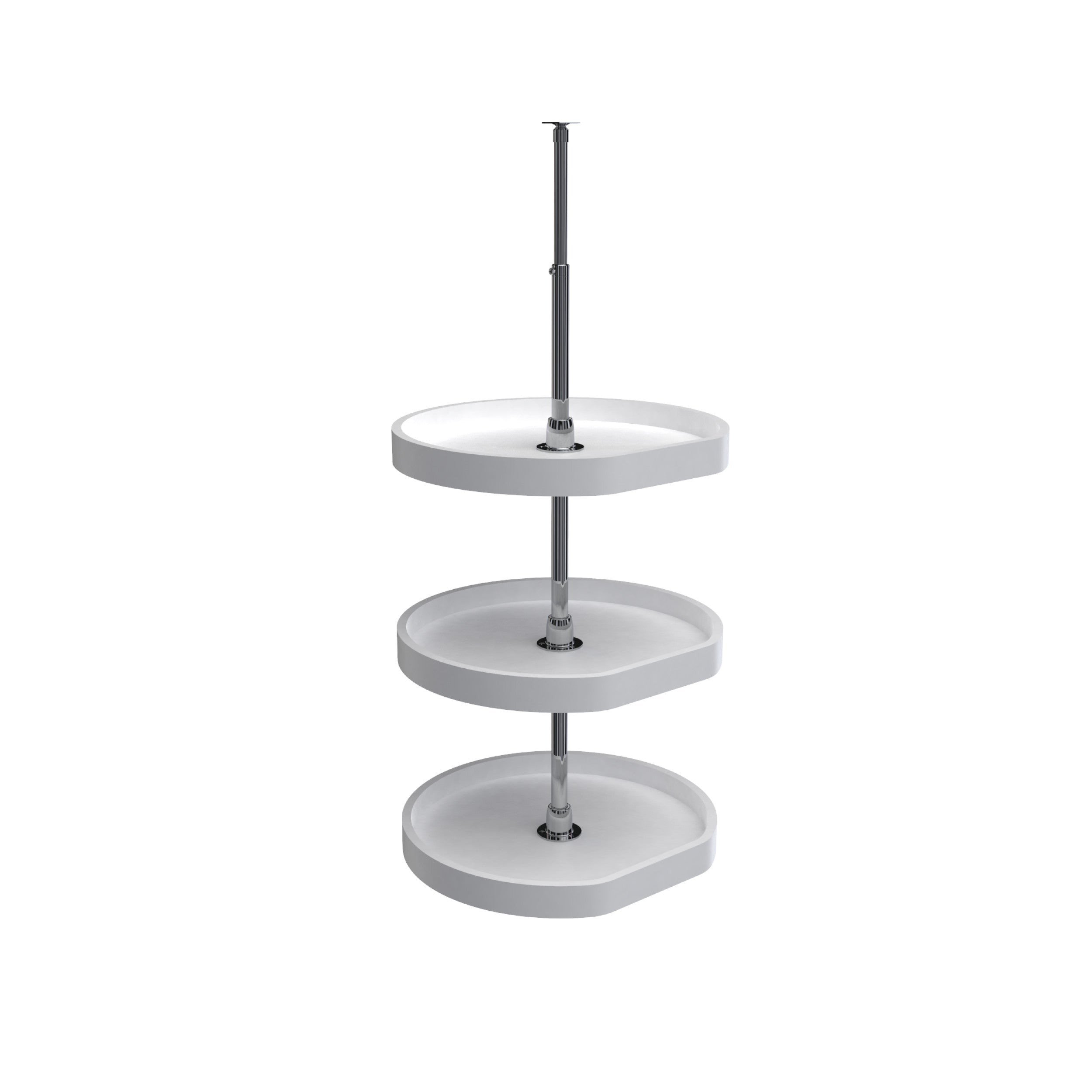 20 in White Polymer D-Shape Lazy Susans 3-Shelf White  20 in (508 mm) W x 20 in (508 mm) D x 38 in (965 mm) H