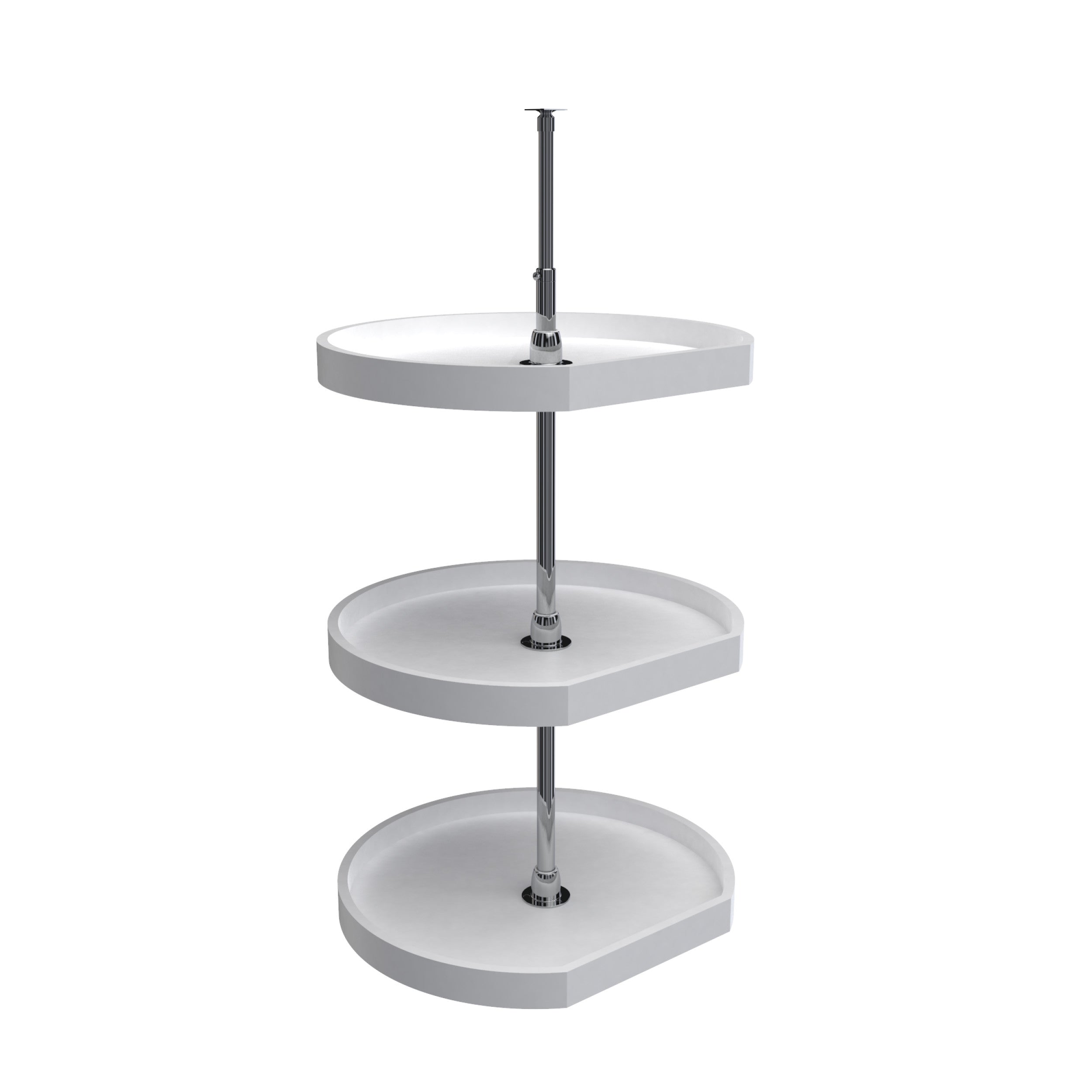22 in White Polymer D-Shape Lazy Susans 3-Shelf White  22 in (559 mm) W x 22 in (559 mm) D x 38 in (965 mm) H