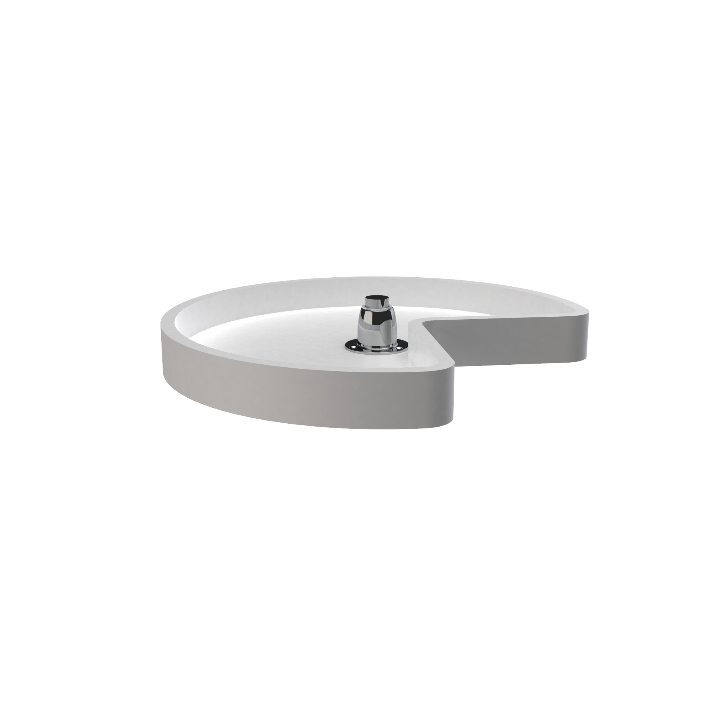 18 in White Polymer Kidney Lazy Susan w/bottom mount White  18 in (457 mm) W x 18 in (457 mm) D x 5 in (127 mm) H