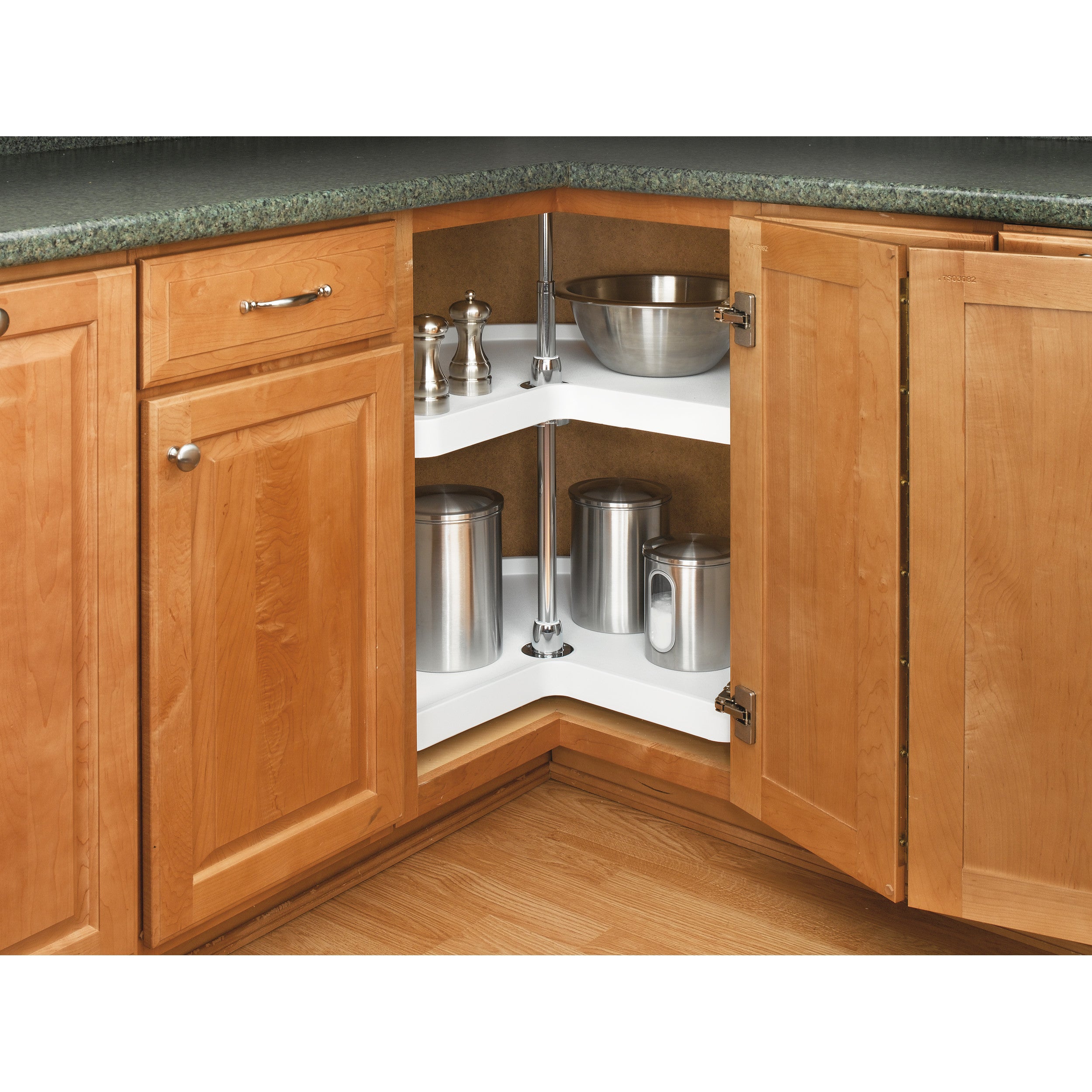 28 in White Polymer Kidney Lazy Susans 2-Shelf White  28 in (711 mm) W x 28 in (711 mm) D x 26 in (660 mm) H