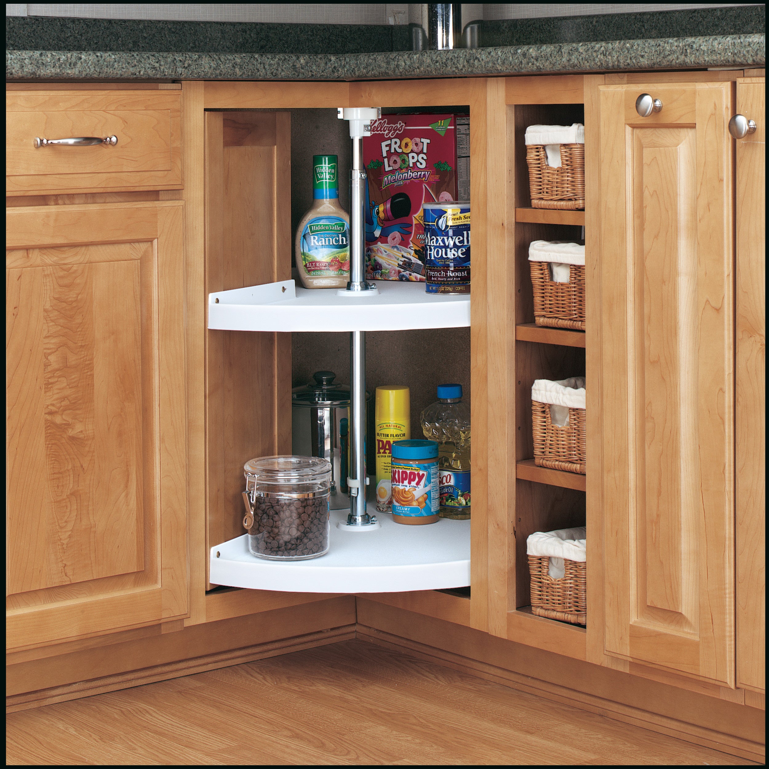 28 in White Polymer Pie-Cut Lazy Susans 2-Shelf White  28 in (711 mm) W x 28 in (711 mm) D x 26 in (660 mm) H