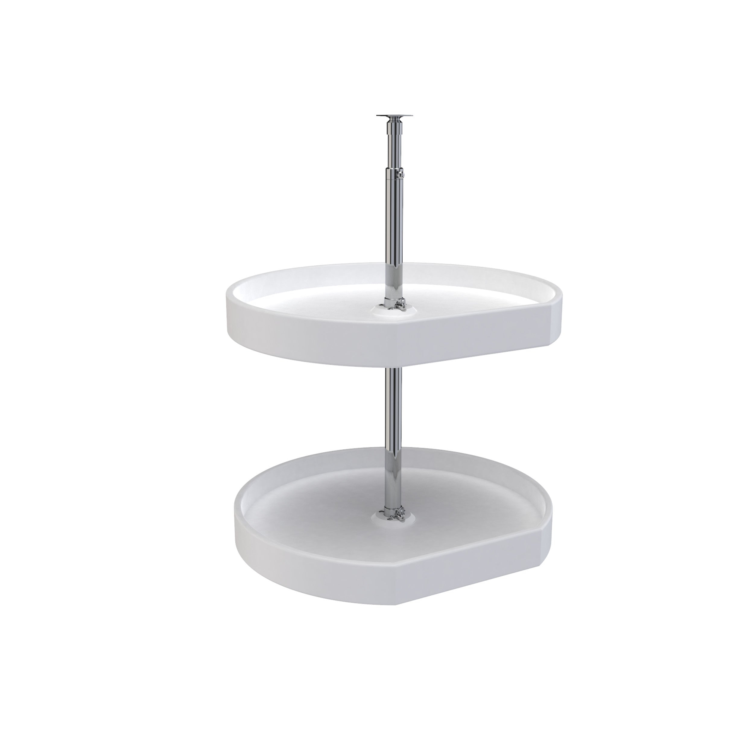 20 in White Polymer D-Shape Lazy Susans 2-Shelf White  20 in (508 mm) W x 20 in (508 mm) D x 24 in (610 mm) H