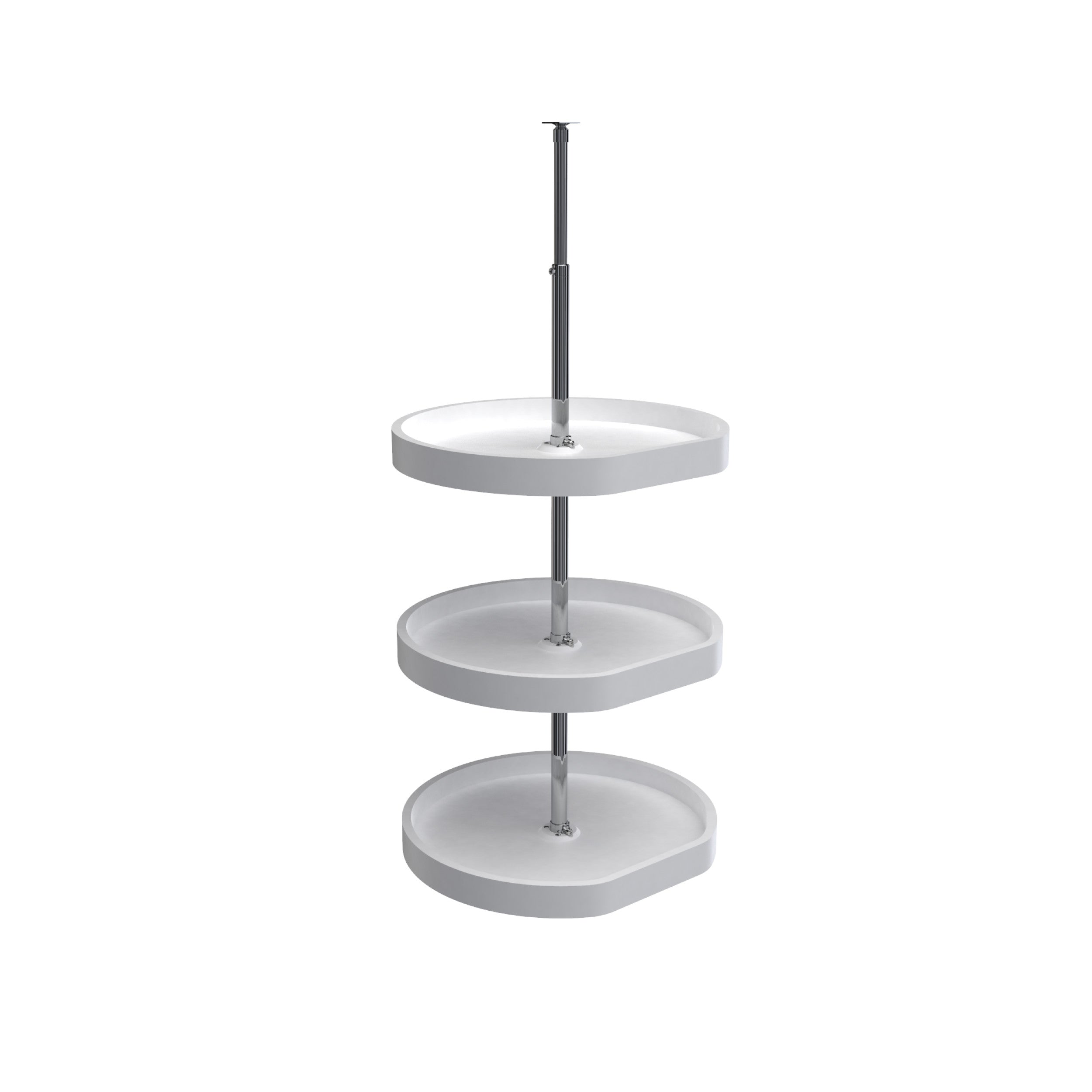 20 in White Polymer D-Shape Lazy Susans 3-Shelf White  20 in (508 mm) W x 20 in (508 mm) D x 38 in (965 mm) H