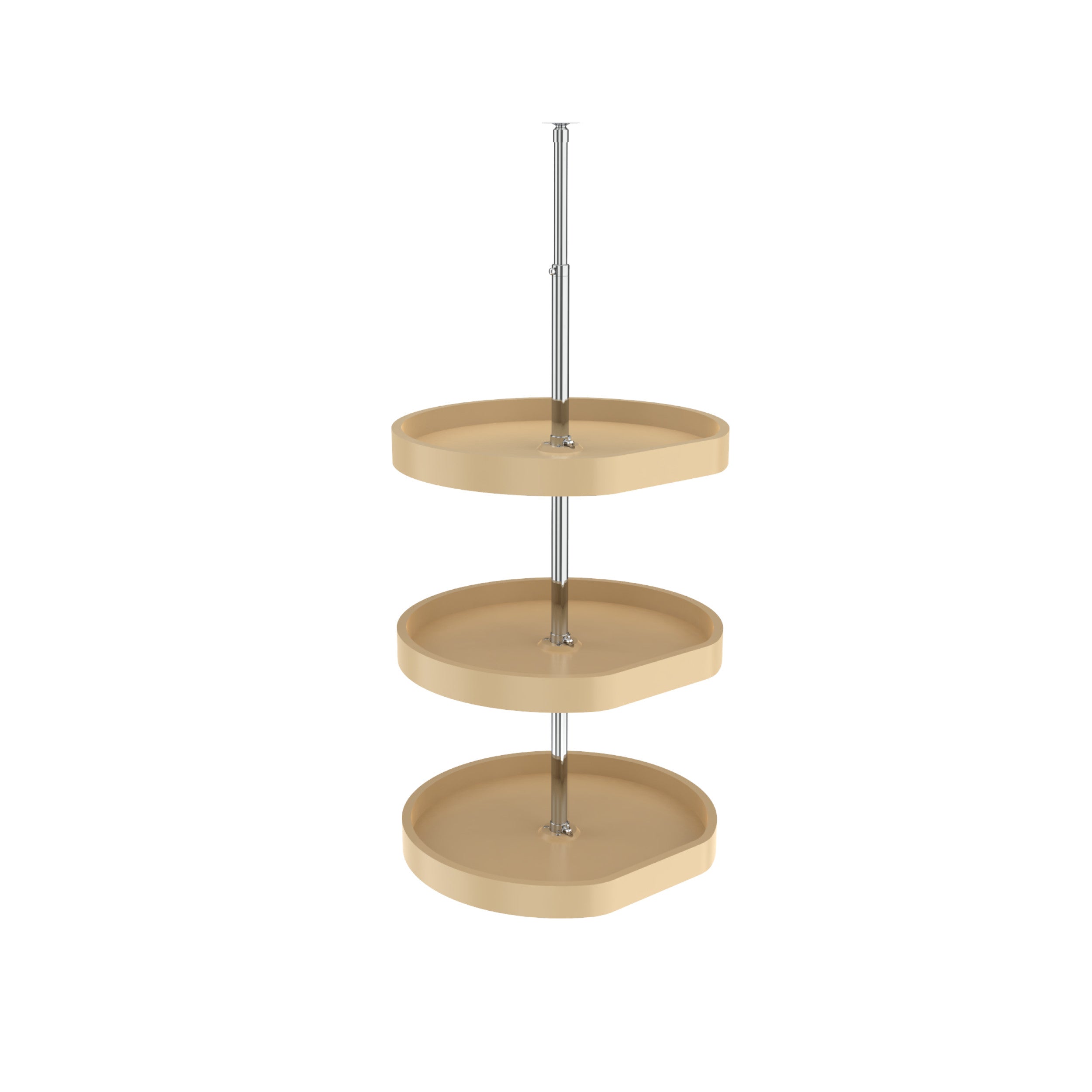 20 in Almond Polymer D-Shape Lazy Susans 3-Shelf Almond  20 in (508 mm) W x 20 in (508 mm) D x 38 in (965 mm) H