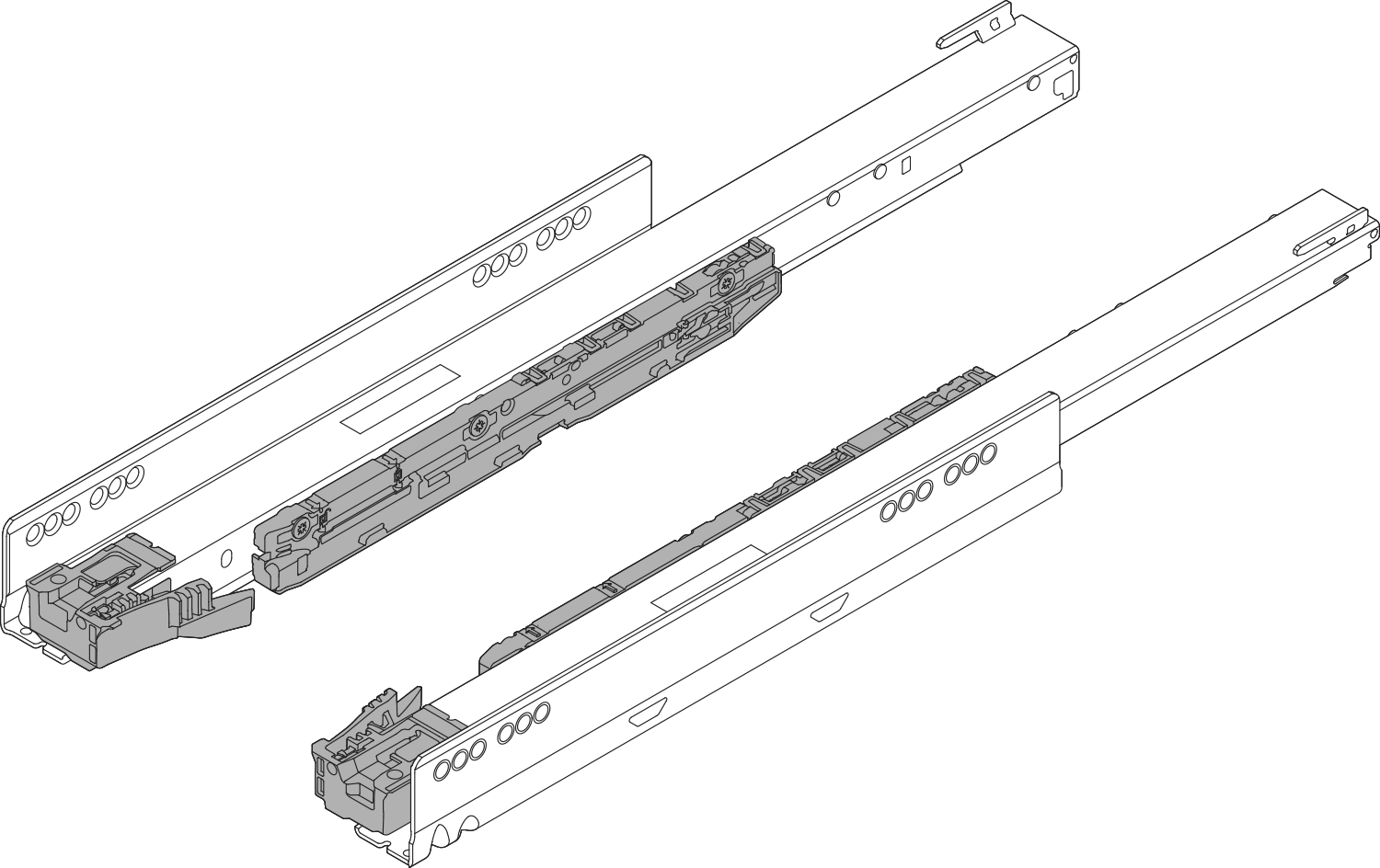 LEGRABOX cabinet profile with BLUMOTION S, full extension, 70 kg, NL=500 mm, right+left