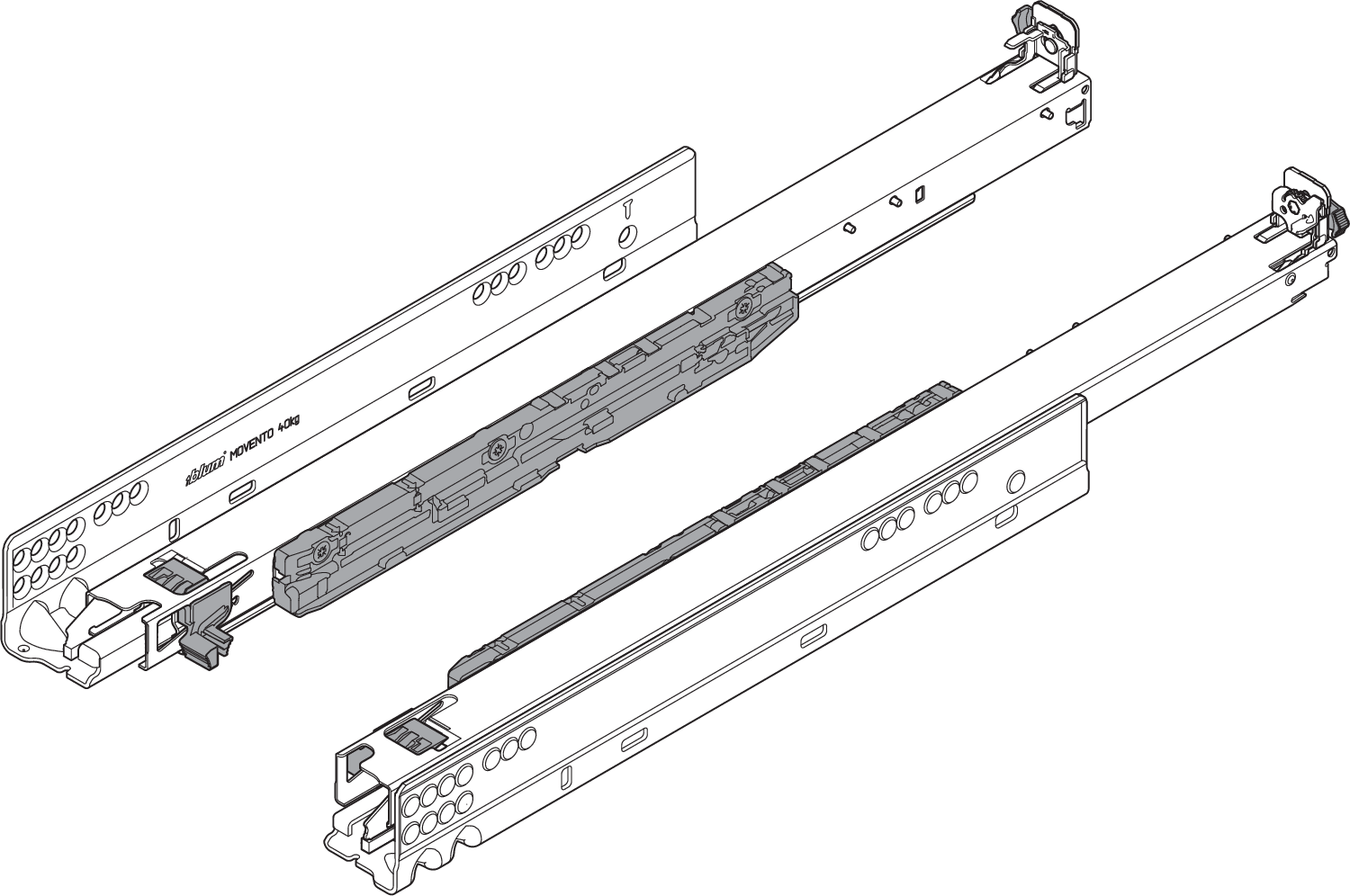 MOVENTO 769 - heavy duty drawer runners 24'' Zinc-Plated