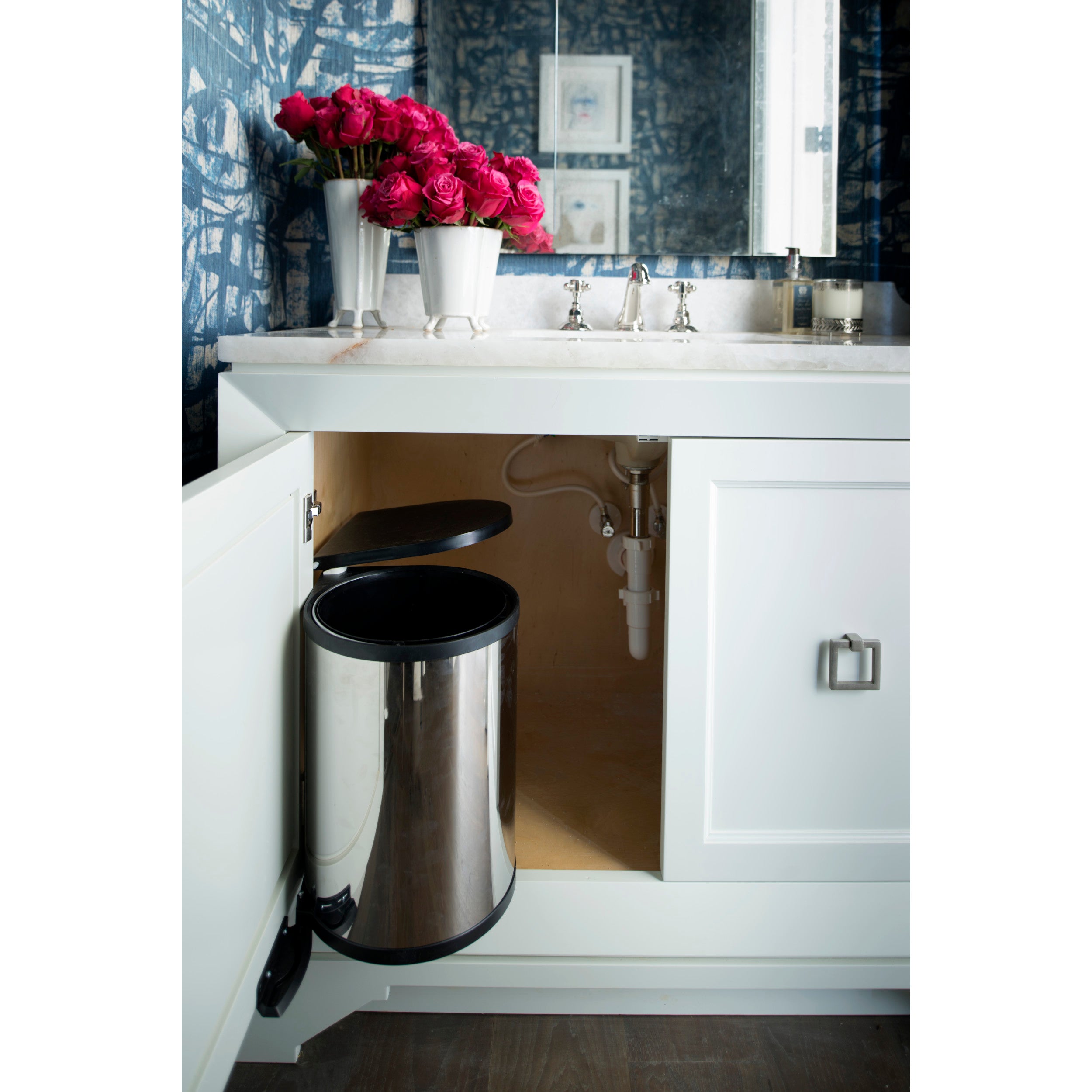 14 Liter Pivot Out Waste Container Stainless  13.44 in (341 mm) W x 10.69 in (272 mm) D x 15.19 in (386 mm) H