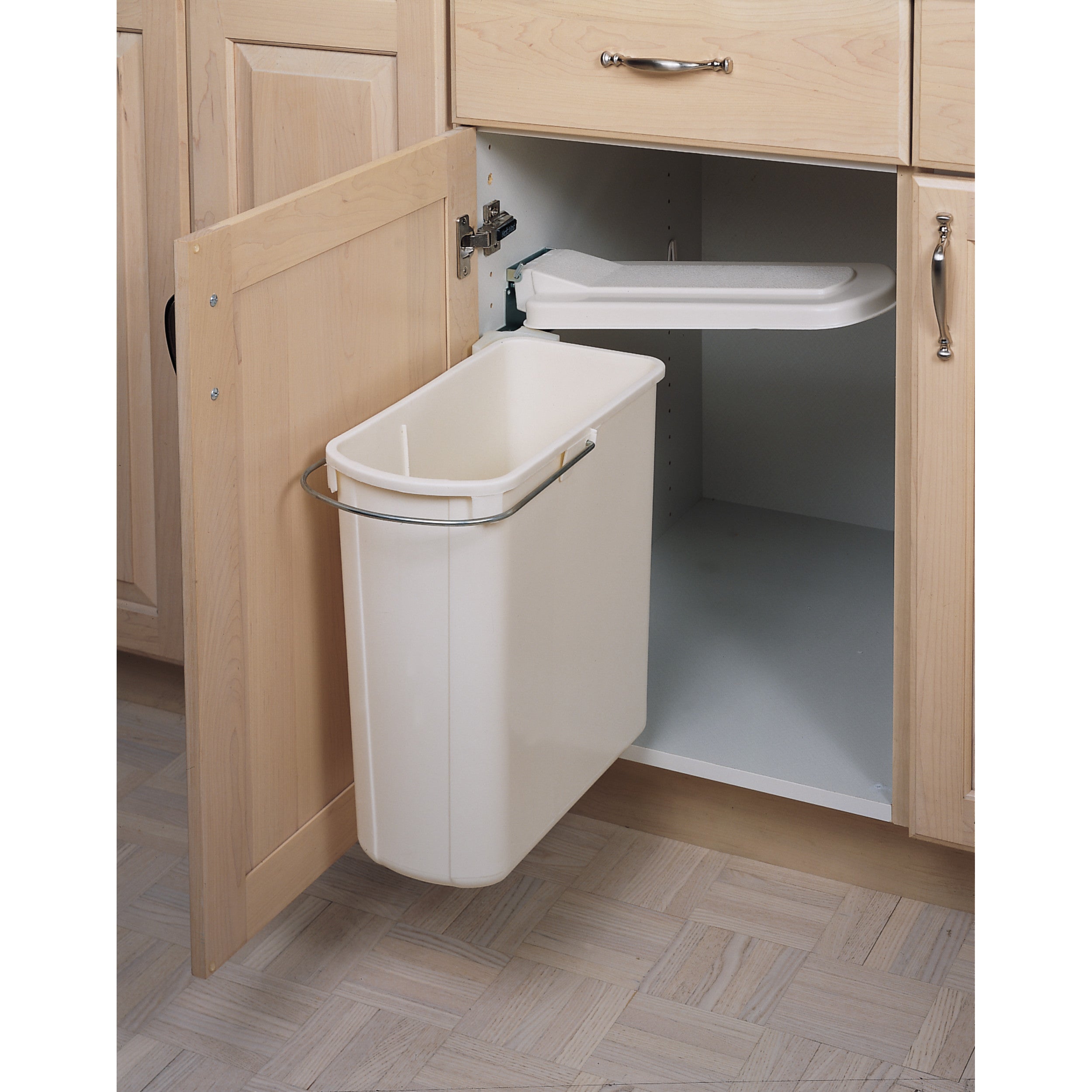 20 Liter Pivot-Out Waste Container Silver  15.75 in (400 mm) W x 7.25 in (184 mm) D x 18 in (457 mm) H