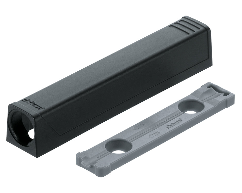 TIP-ON for doors - depth adjustable Adapter plates In-line Tera Black