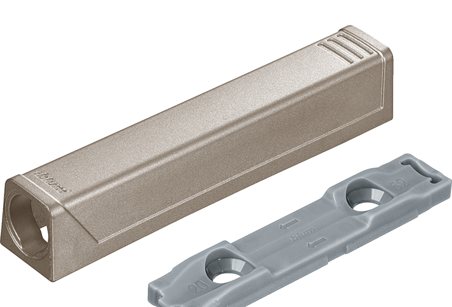TIP-ON for doors - depth adjustable Adapter plates In-line R7036 Platinum-Grey