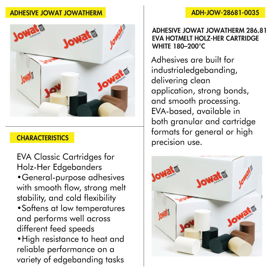 ADHESIVE JOWAT JOWATHERM 286.81 EVA HOTMELT FILLED HOLZ-HER CARTRIDGE WHITE 180?200°C