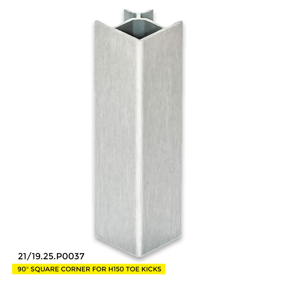 TOE KICK 90° SQUARE CORNER VOLPATO FOR H150 5.90" ANODIZED BRUSHED ALUMINUM