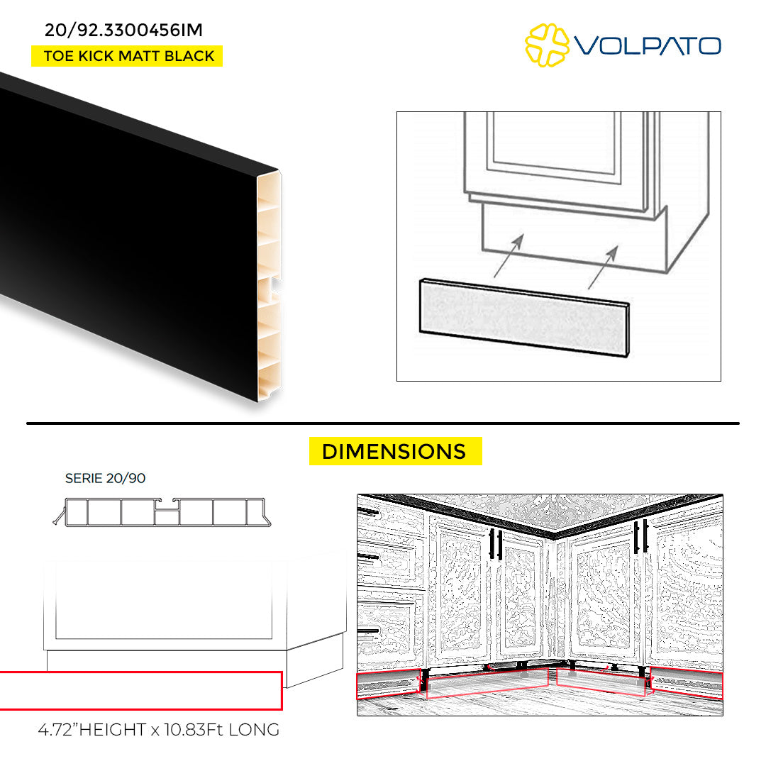 TOE KICK VOLPATO H120MM 4.72" H X 10.83' LONG MATTE BLACK