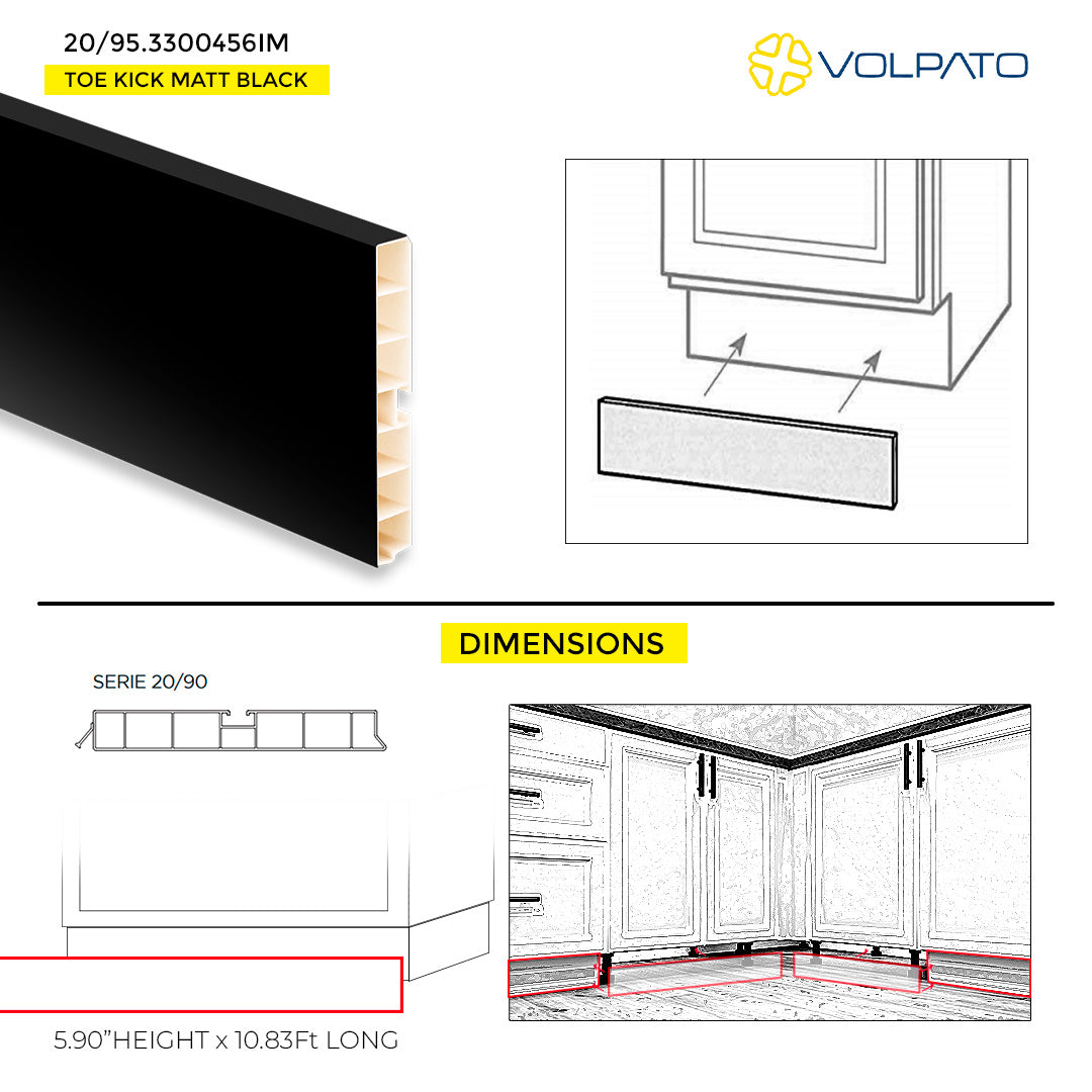 TOE KICK VOLPATO H150MM 5.90" H X 10.83' LONG MATTE BLACK