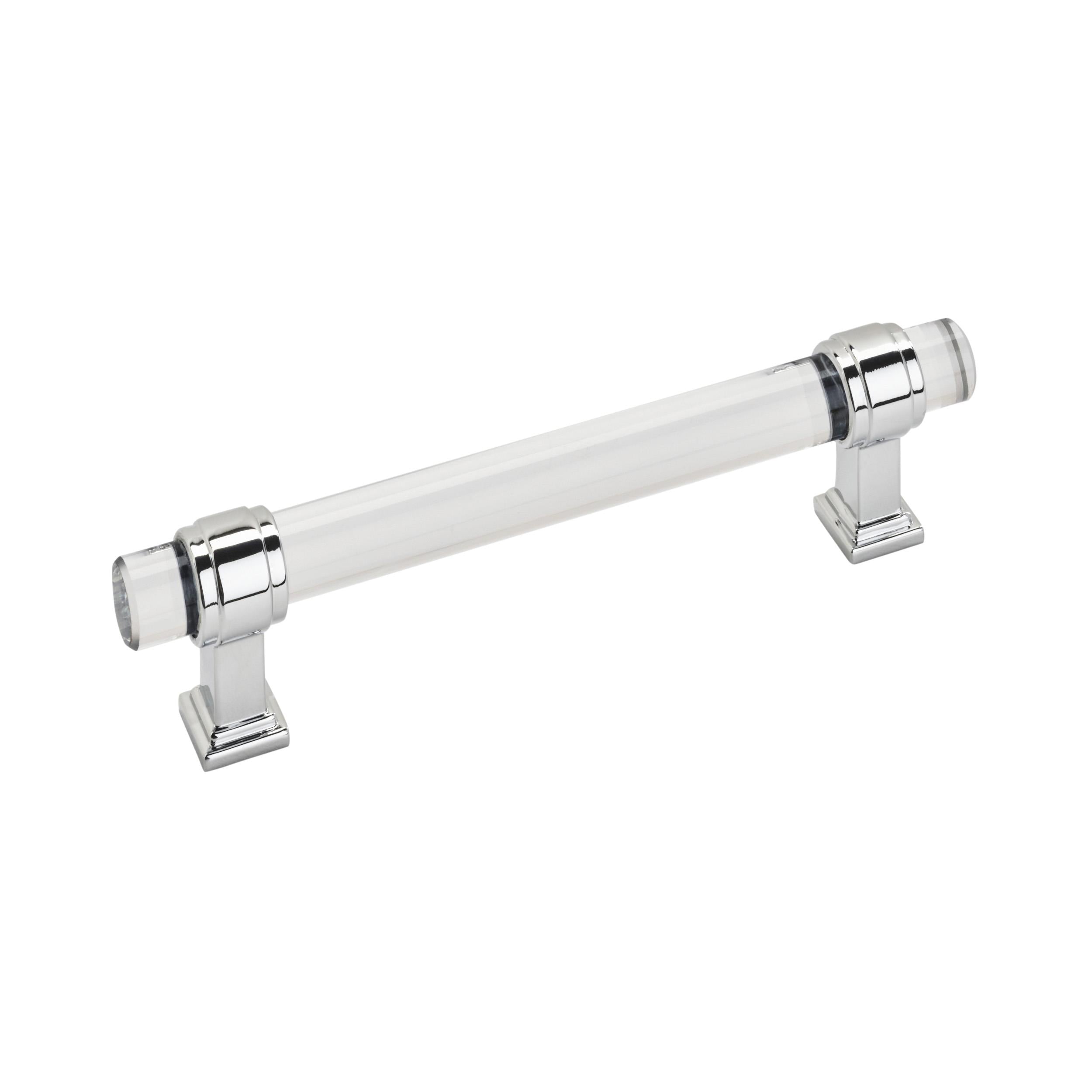 Amerock Glacio 5-1/16(128) Inch Center to Center Handle Cabinet Pulls Clear/Polished Chrome