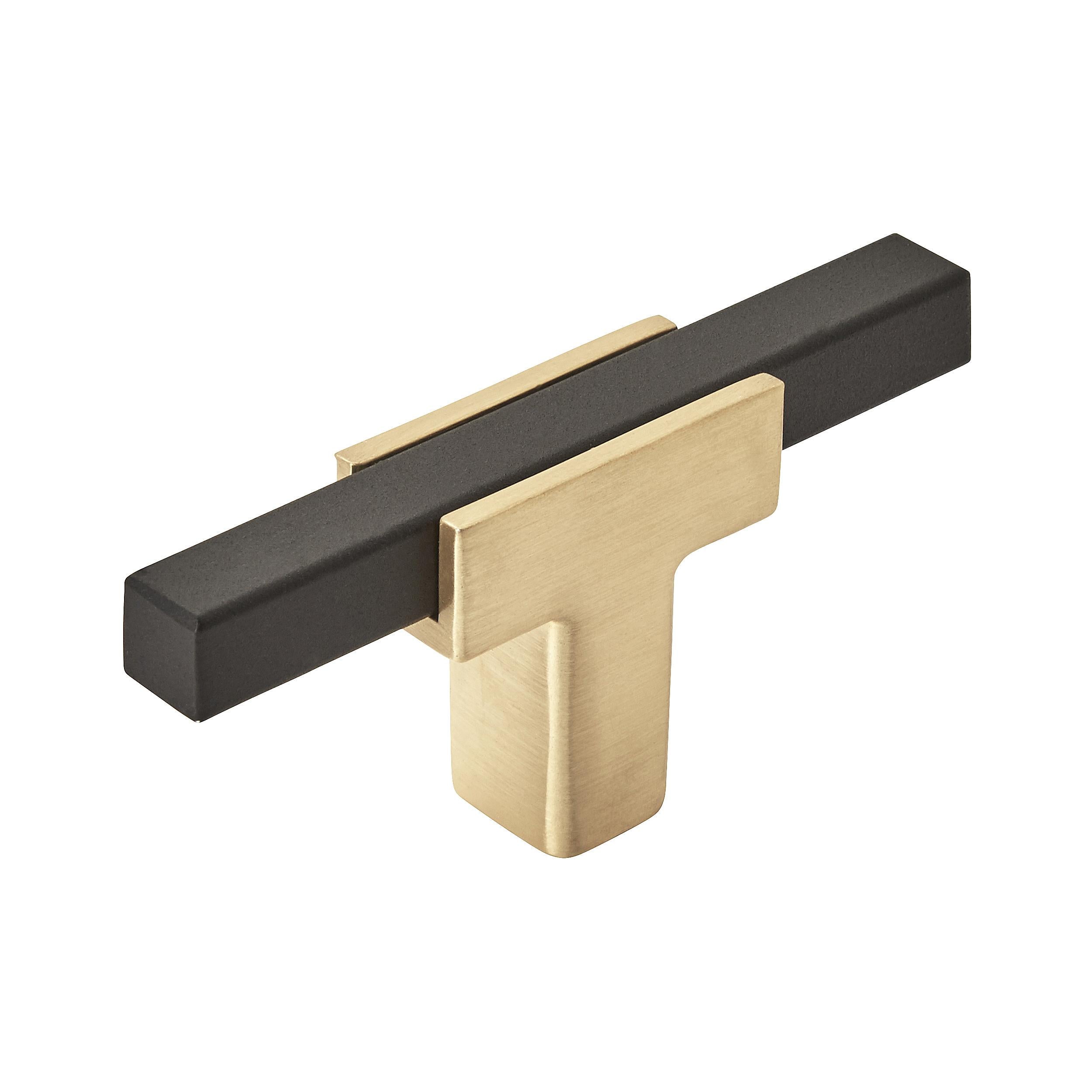 Knob Brushed Gold/Matte Black 7/16(11) L x 1/2(13) W