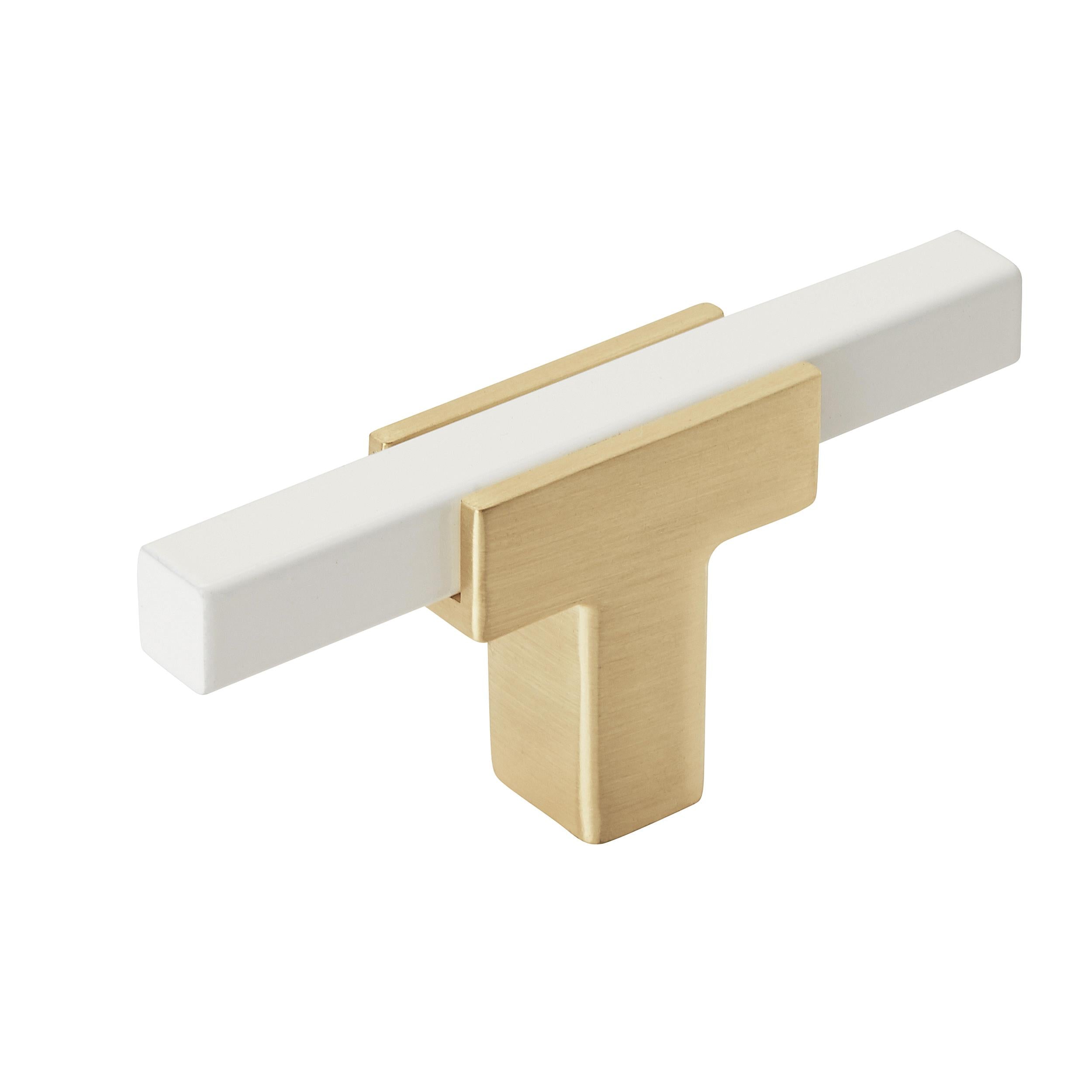Knob Brushed Gold/White 7/16(11) L x 1/2(13) W