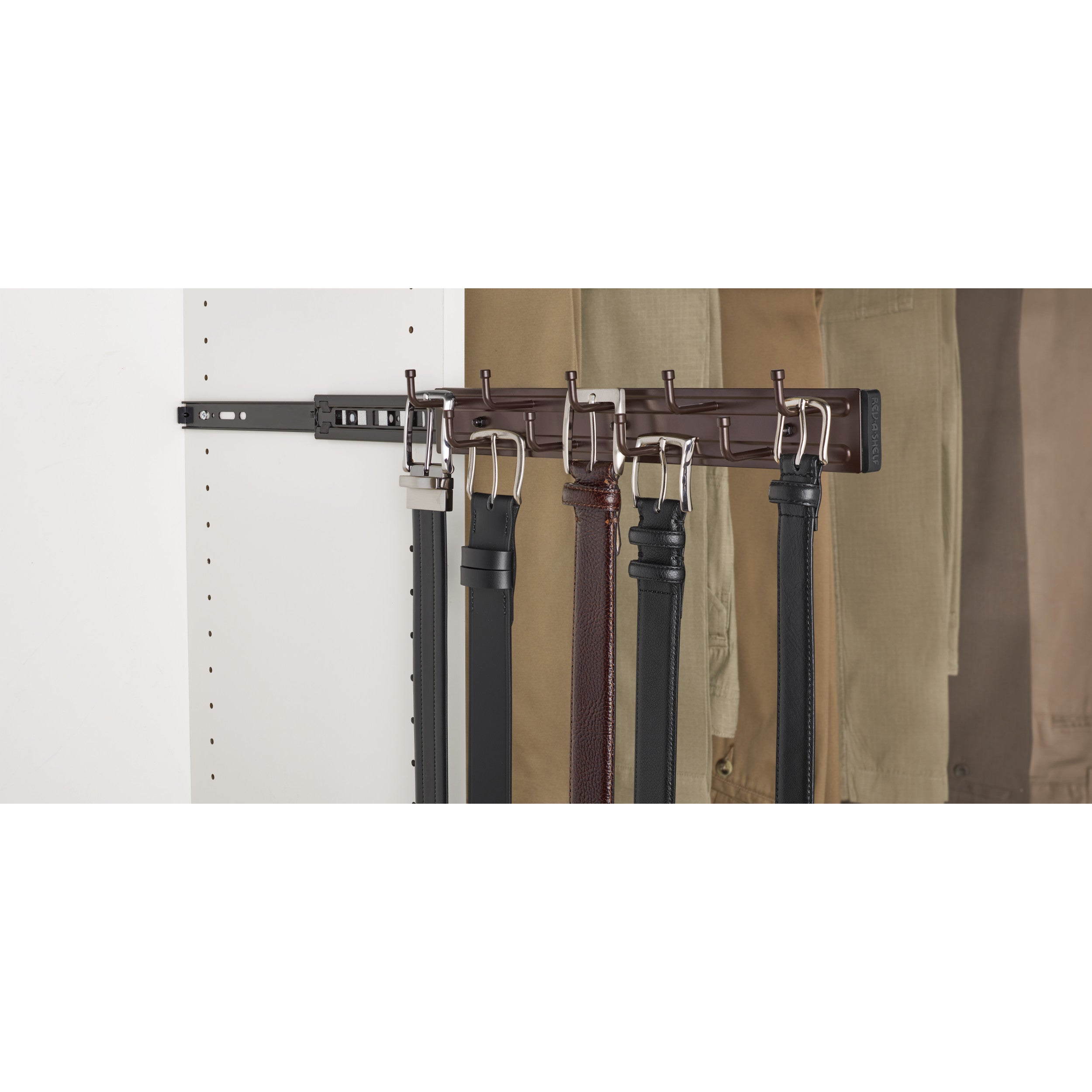 14 in Oil Rubbed Bronze Pullout Belt Rack Oil Rubbed Bronze  2.5 in (64 mm) W x 14 in (356 mm) D x 1.88 in (48 mm) H