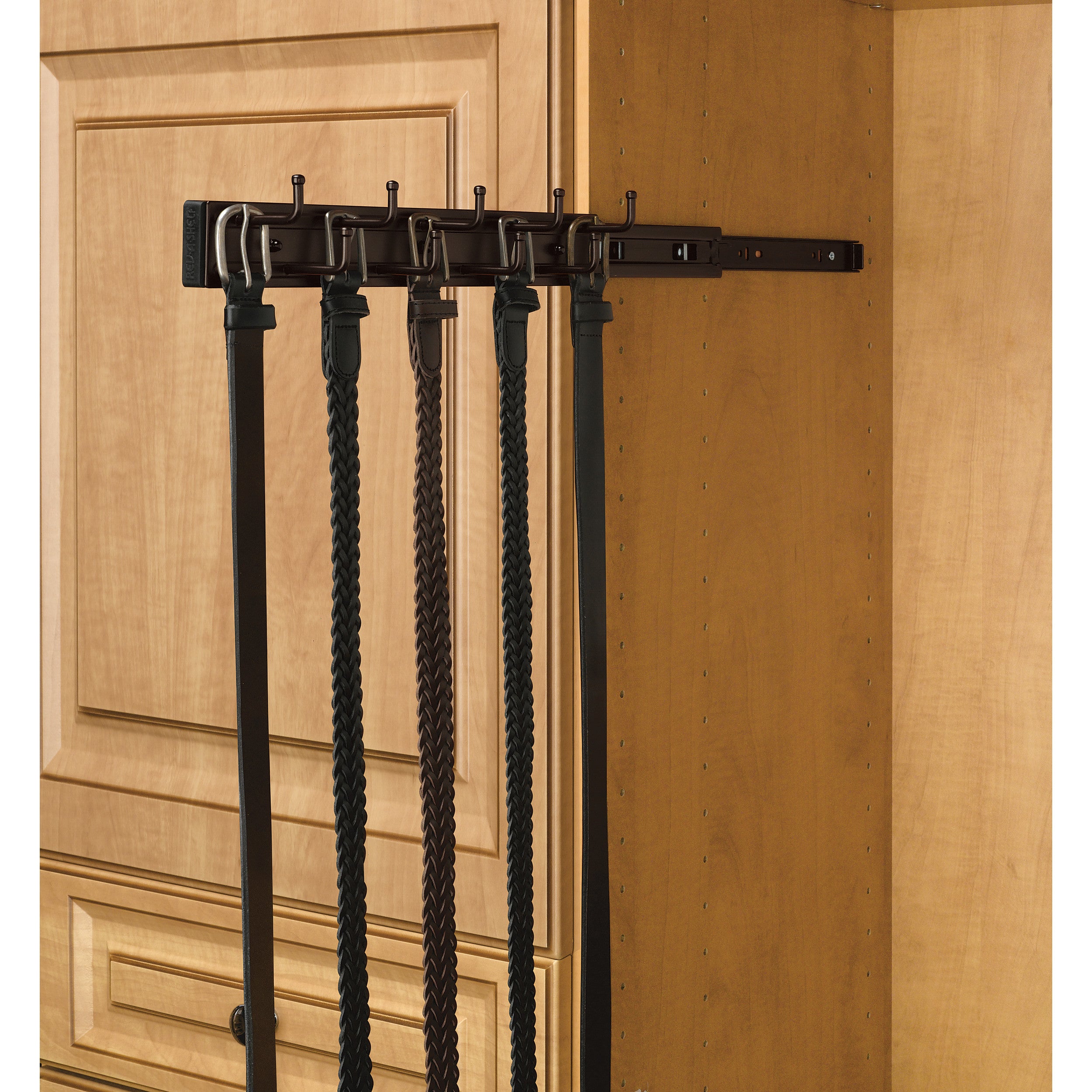 14 in Oil Rubbed Bronze Pullout Belt Rack Oil Rubbed Bronze  2.5 in (64 mm) W x 14 in (356 mm) D x 1.88 in (48 mm) H