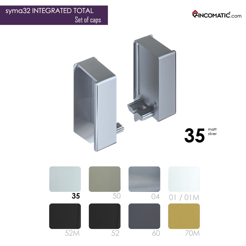 Set of End Caps SYMA32 Integrated-Total Matt Silver