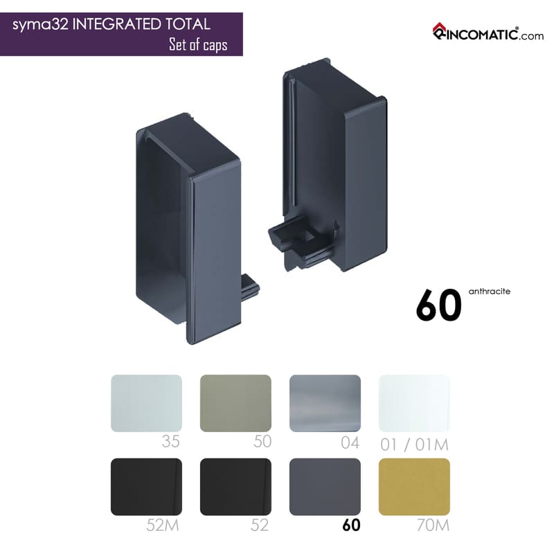 Set of End Caps SYMA32 Integrated-Total (Interior LEFT + Interior RIGHT Anthracite Grey