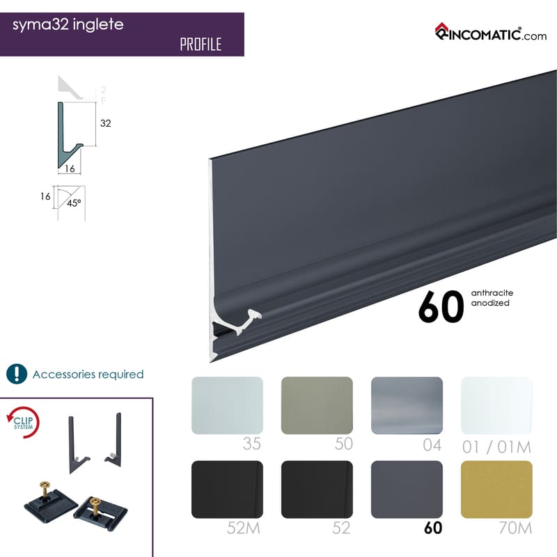 SYMA32 INGLET KIT END CAP+2CLIPS ANTHRACITE GREY