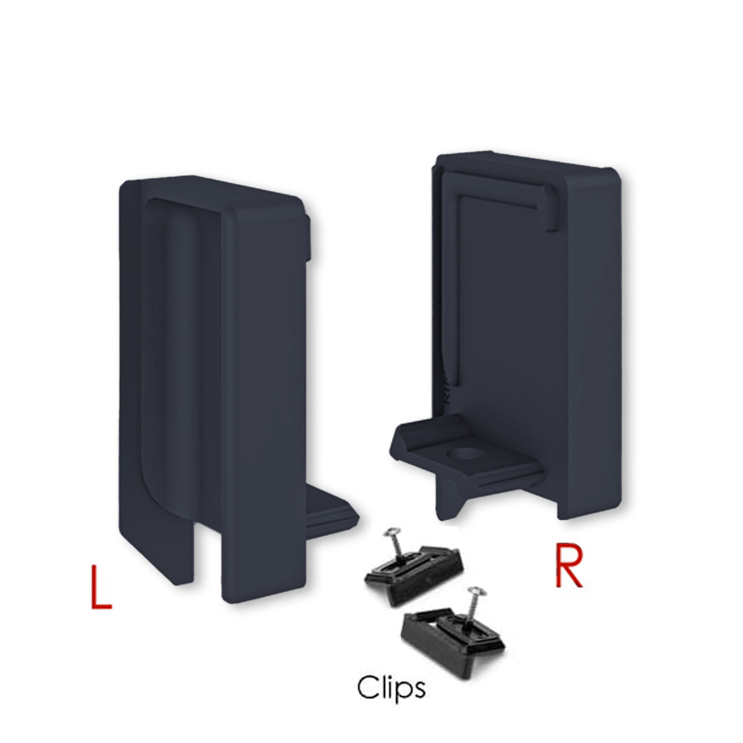 Set of End Caps SYMAG 32 (L+R End Caps +2clips +2screws) - Anthracite Grey