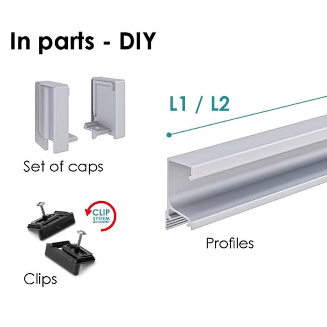 Set of End Caps SYMAG 32 Integrated-Total (Interior LEFT + Interior RIGHT) - Matt Silver