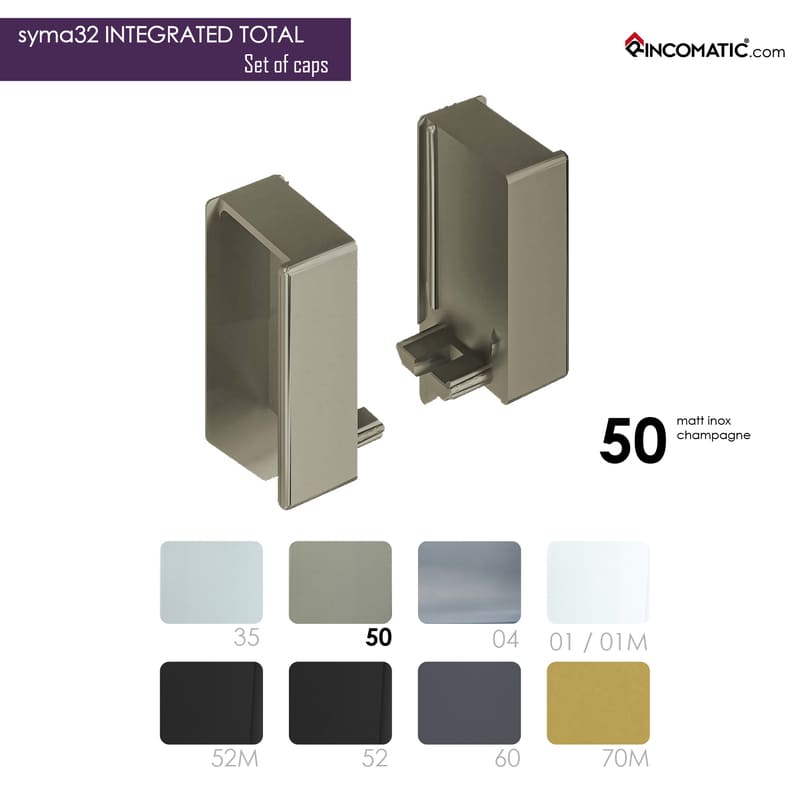 Set of End Caps SYMAG 32 Integrated-Total (Interior LEFT + Interior RIGHT) - Matt Inox Champagne