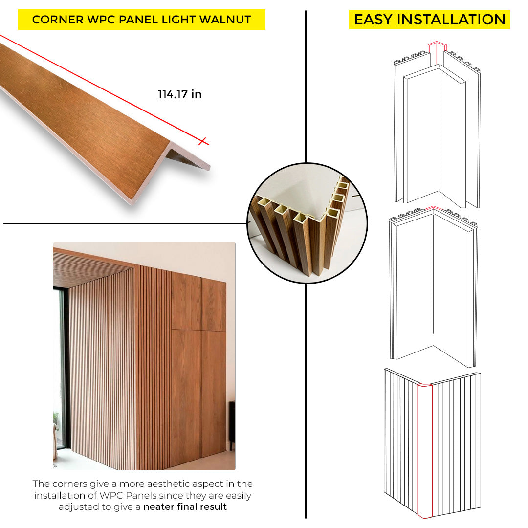 WPC OUTER END CORNER LIGHT WALNUT 114.17"