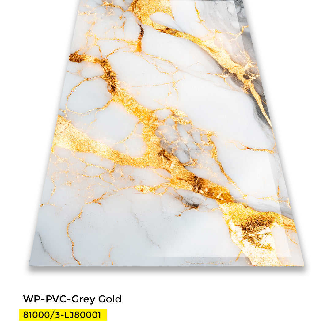 PVC WALL PANEL DECORATIVE MARBLE SHEET 4 X 8 FT  - GREY GOLD