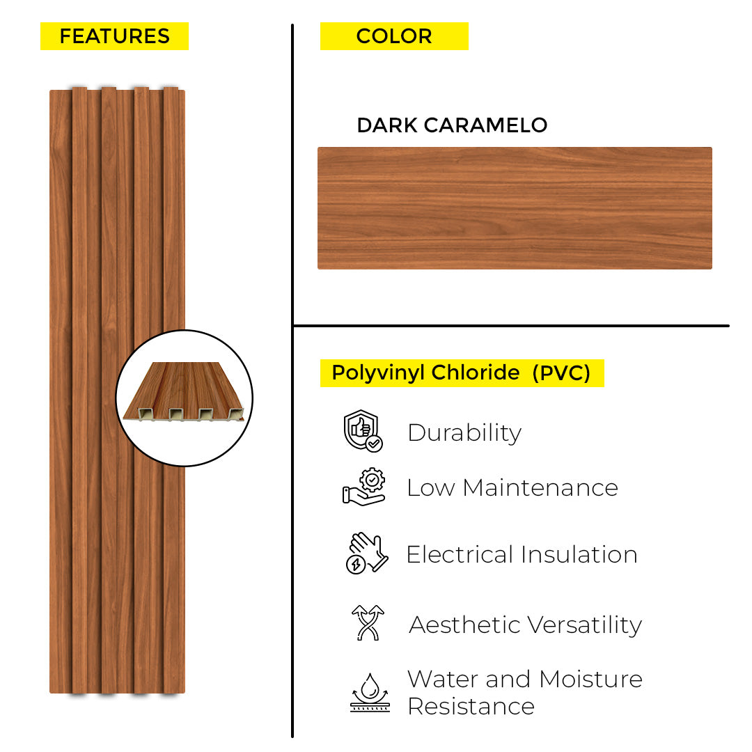 WOOD PANEL PVC DARK CARAMELO 9.5FT X 6.29 inch