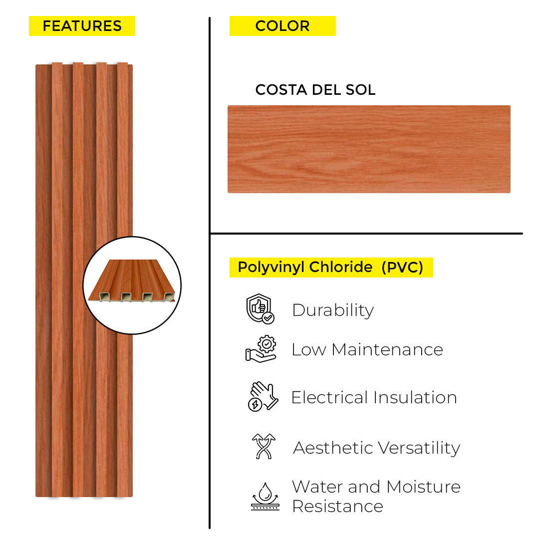WOOD PANEL PVC COSTA DEL SOL  9.5 FT x 6.29 Inch