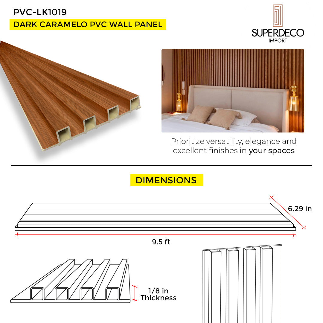 WOOD PANEL PVC DARK CARAMELO 9.5FT X 6.29 inch