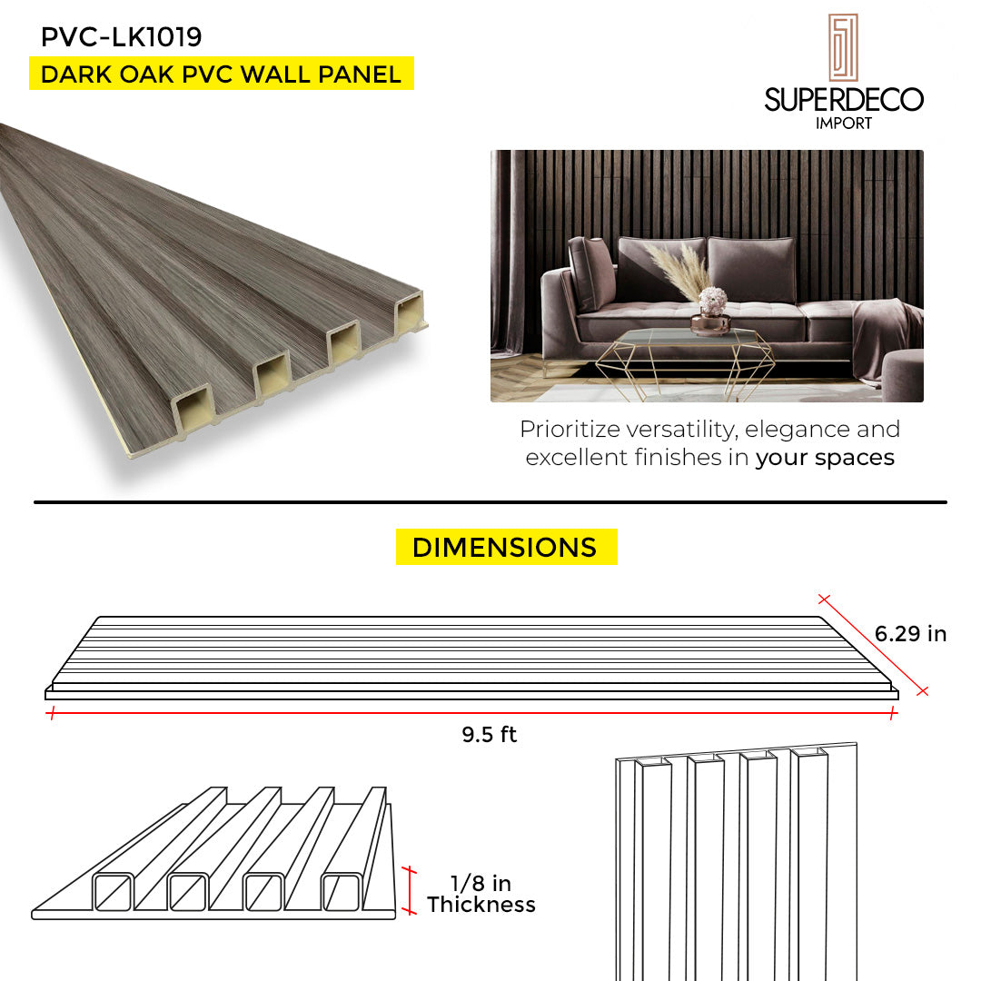 WOOD PANEL PVC DARK OAK 9.5 FT x 6.29 Inch