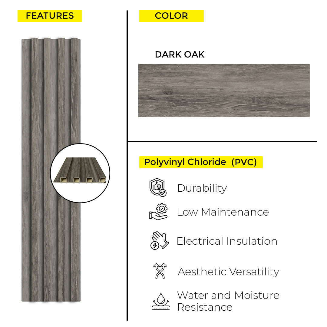 WOOD PANEL PVC DARK OAK 9.5 FT x 6.29 Inch