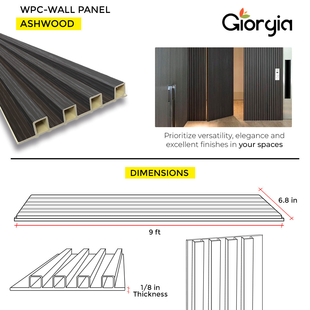 PVC WALL PANEL 6.8 X 9 FT  - ASHWOOD