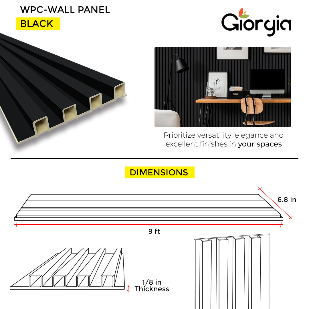 PVC WALL PANEL 6.8 X 9 FT  - BLACK